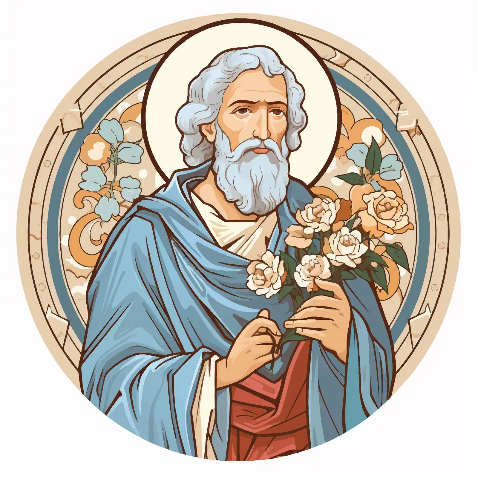Saint Joseph Husband of Mary Fresco Illustration — free download from Dotvec