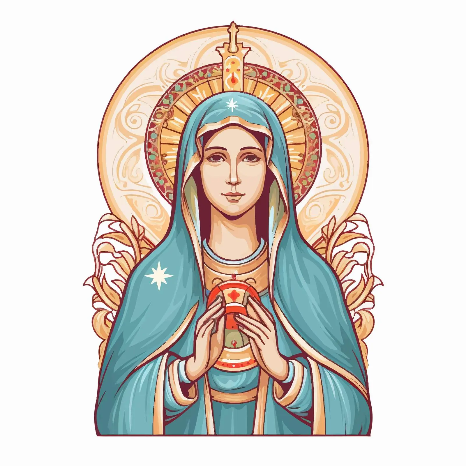 Saint Mary Pastel Byzantine Illustration — free download from Dotvec