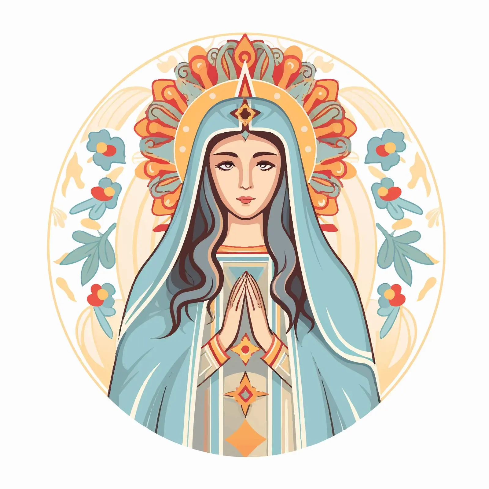 Saint Mary Pastel Byzantine Christian Illustration — free download from Dotvec