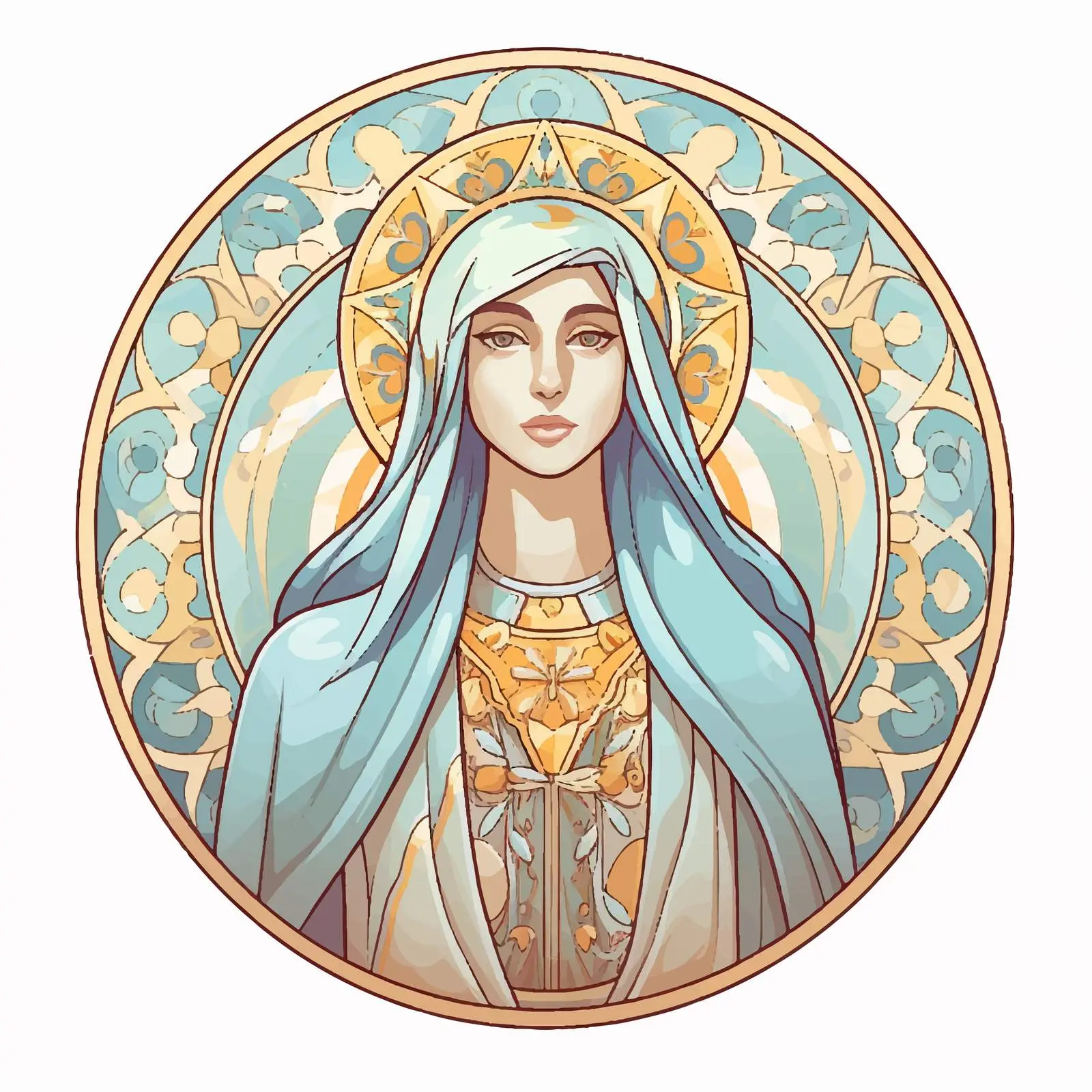 Saint Mary Christian Illustration in Pastel Colors — free download from Dotvec