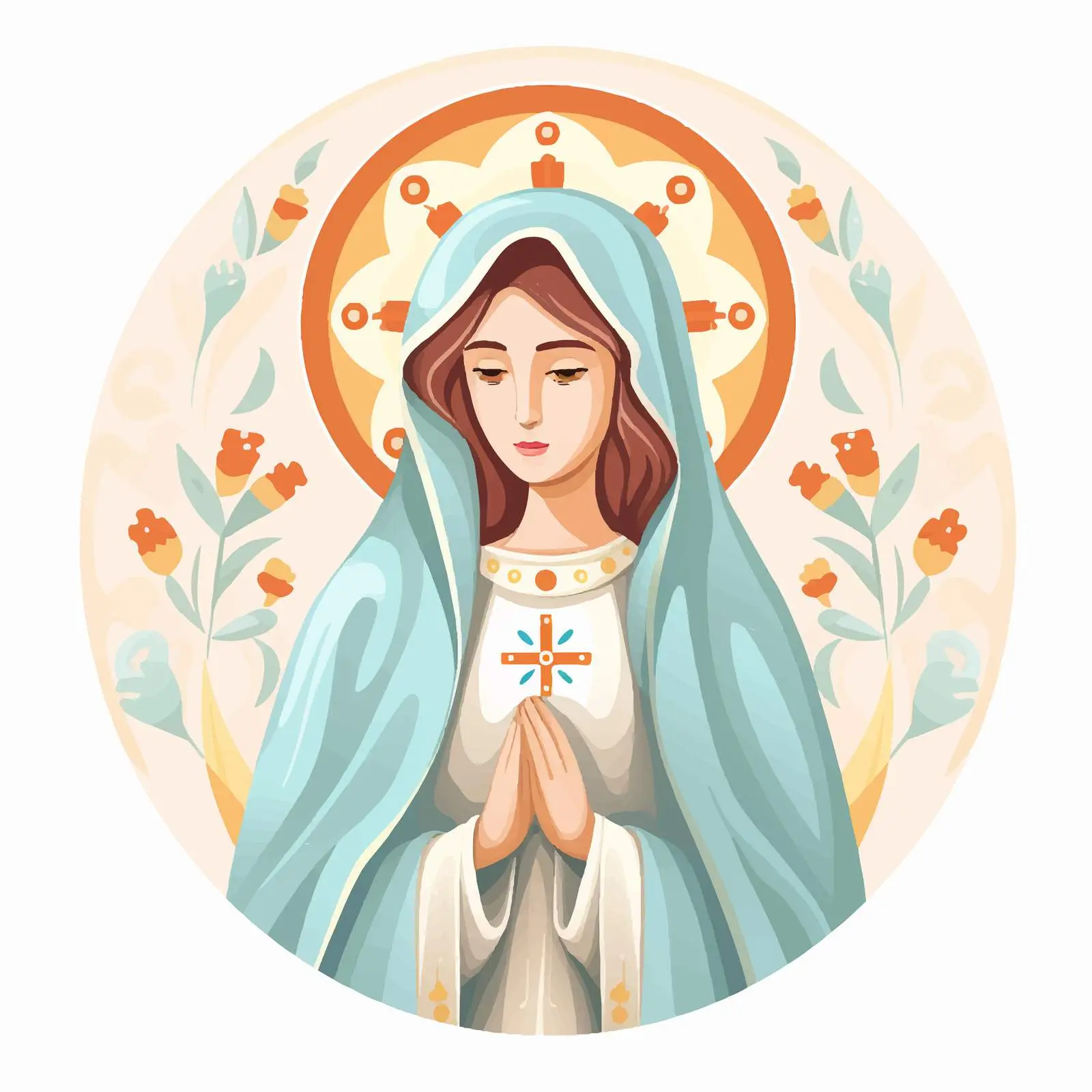 Saint Mary Pastel Byzantine Christian Illustration – free art for home image from Dotvec