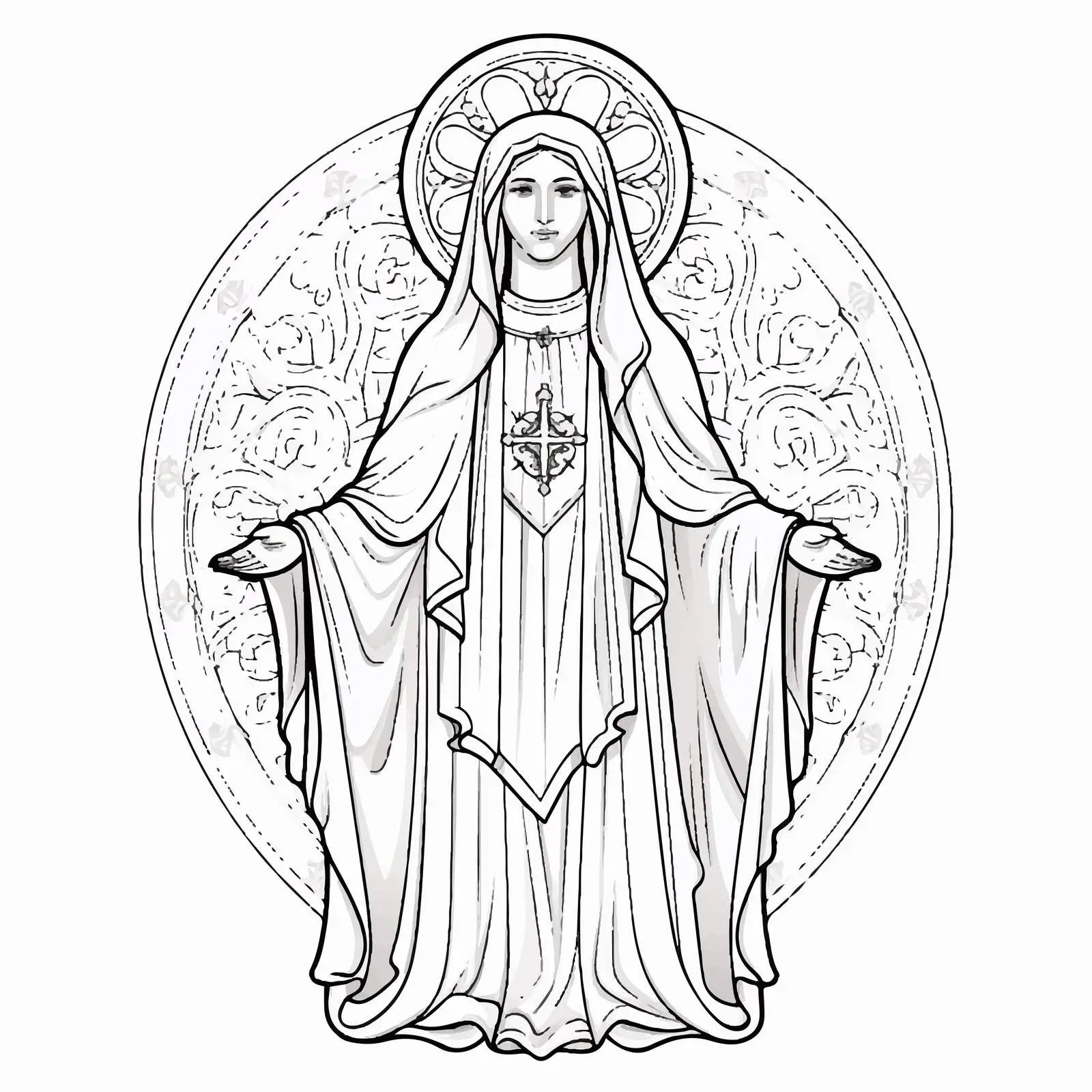 Saint Matrona Nikonova Byzantine Style Coloring Page — free download from Dotvec