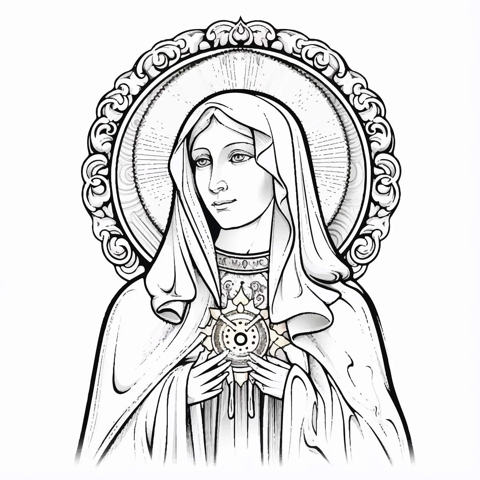 Saint Matrona Nikonova Byzantine Style Coloring Page — free download from Dotvec
