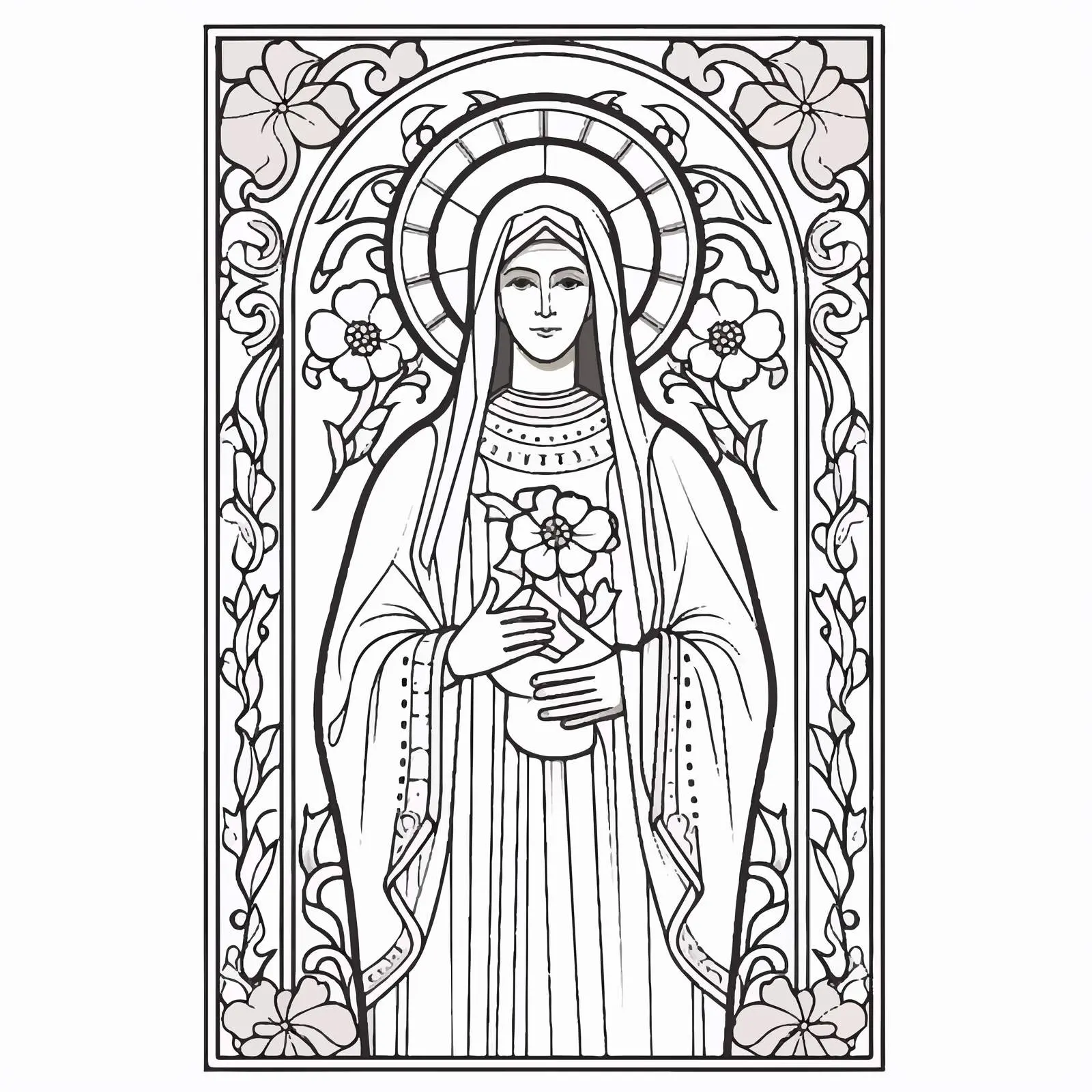 Saint Matrona Nikonova Byzantine Style Coloring Page — free download from Dotvec