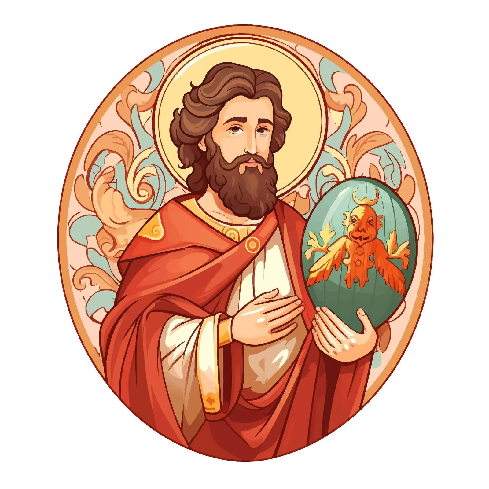 Byzantine Easter Egg Featuring Saint Matthew — free download from Dotvec