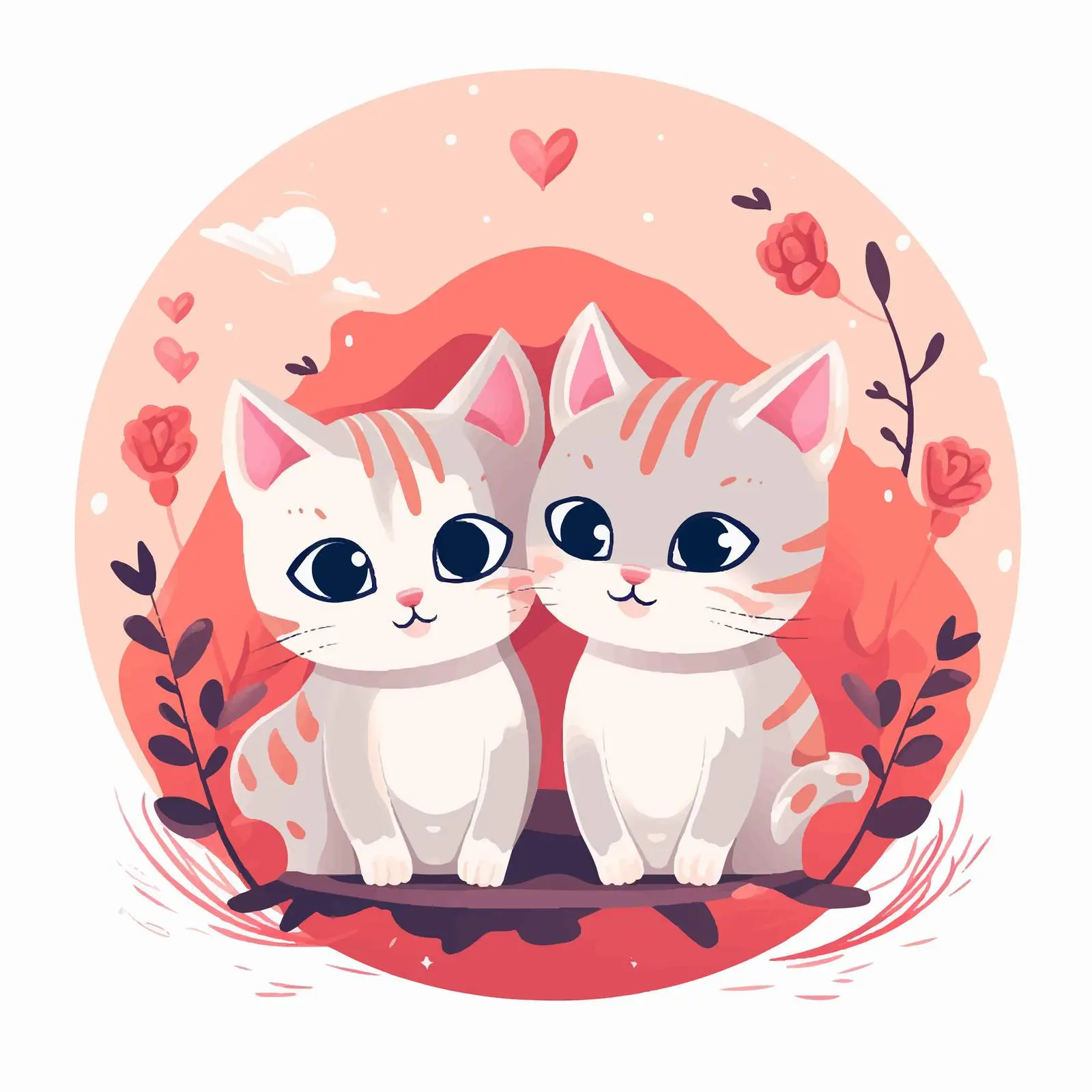 Cute Cats Valentine's Day Postcard Design — free download from Dotvec