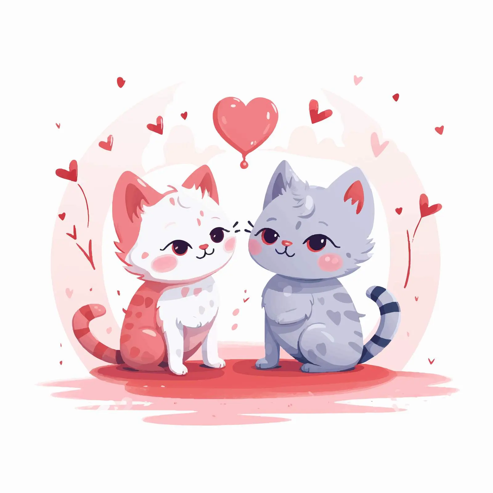 Cute Cats Valentine's Day Postcard Design — free download from Dotvec