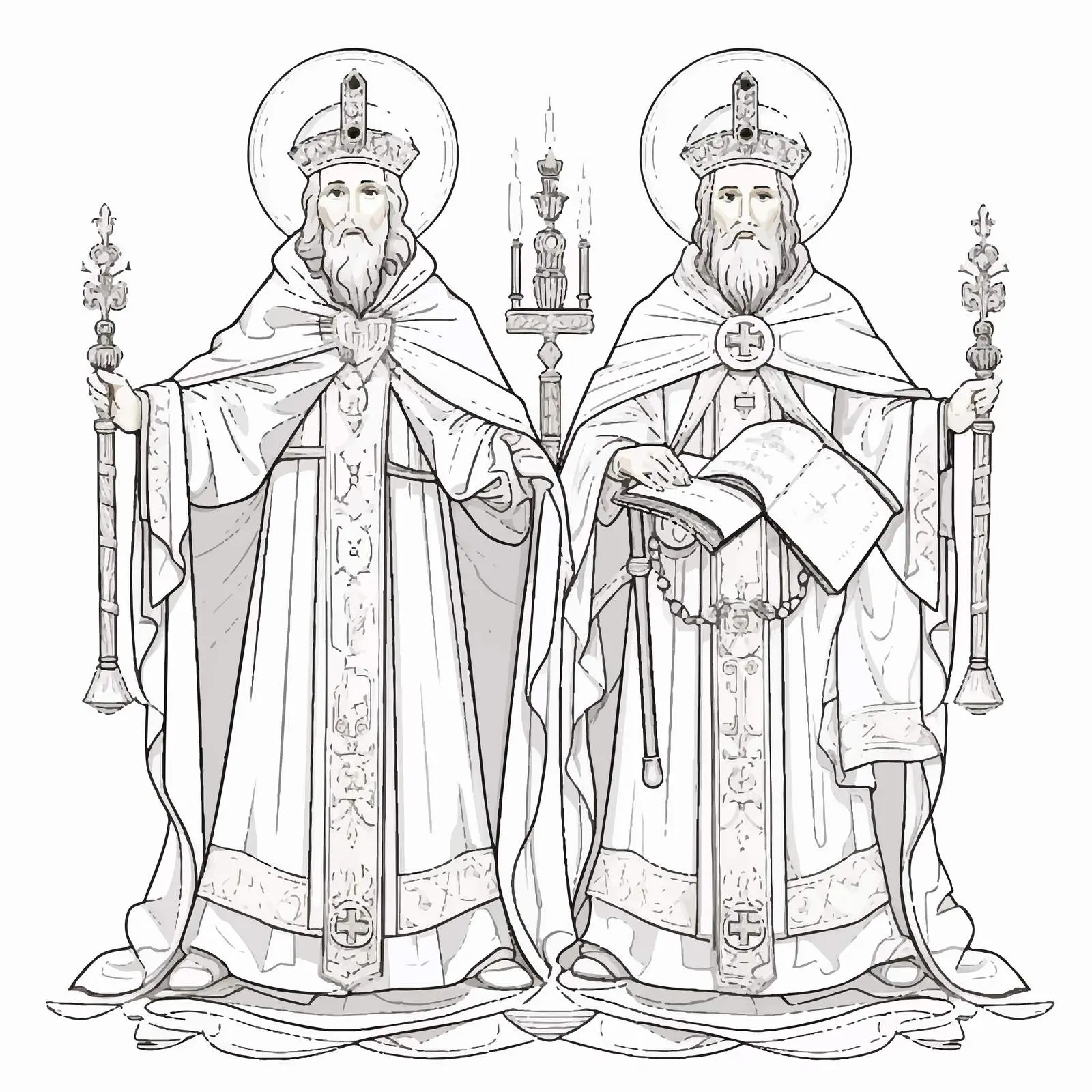 Saints Cyril and Methodius Byzantine Coloring Page — free download from Dotvec