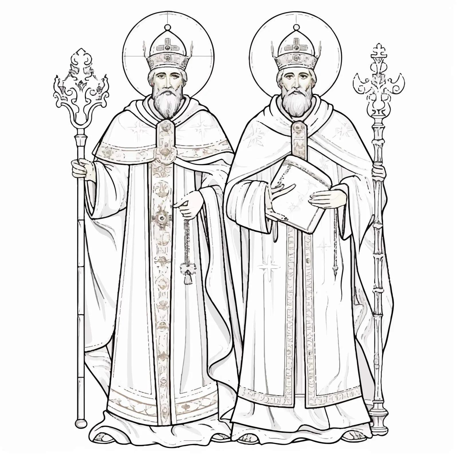 Saints Cyril and Methodius Byzantine Coloring Page — free download from Dotvec