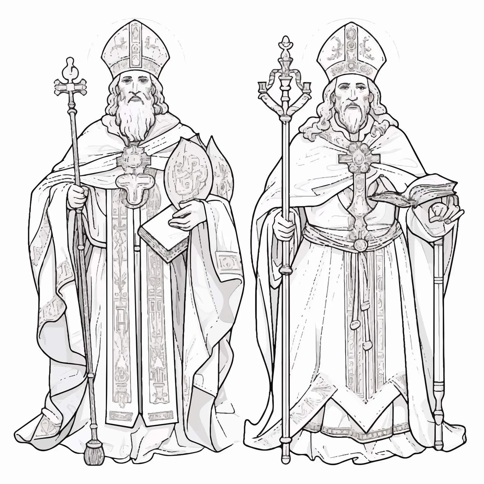 Coloring Page of Saints Cyril and Methodius — free download from Dotvec