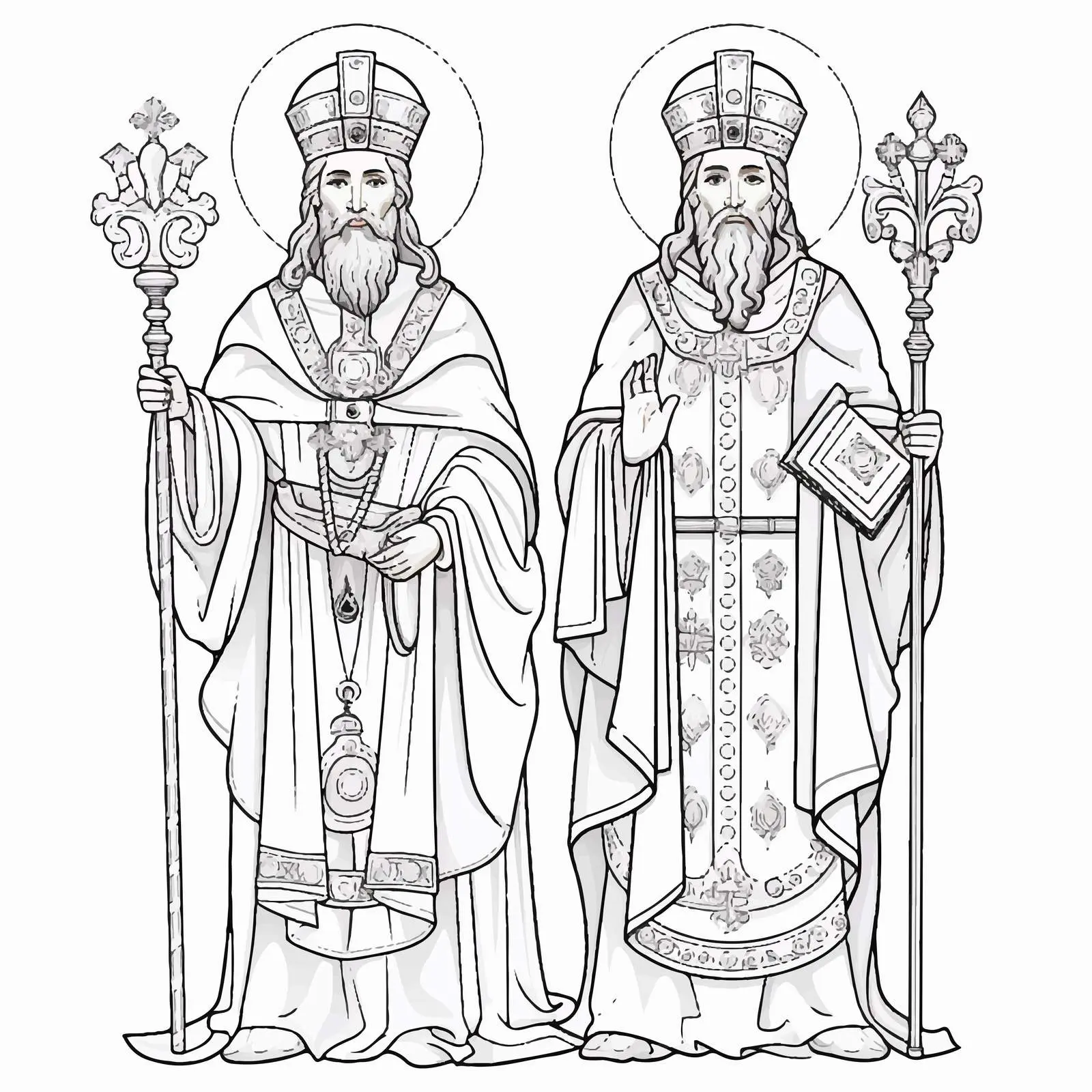 Saints Cyril and Methodius Coloring Page – free creative education image from Dotvec