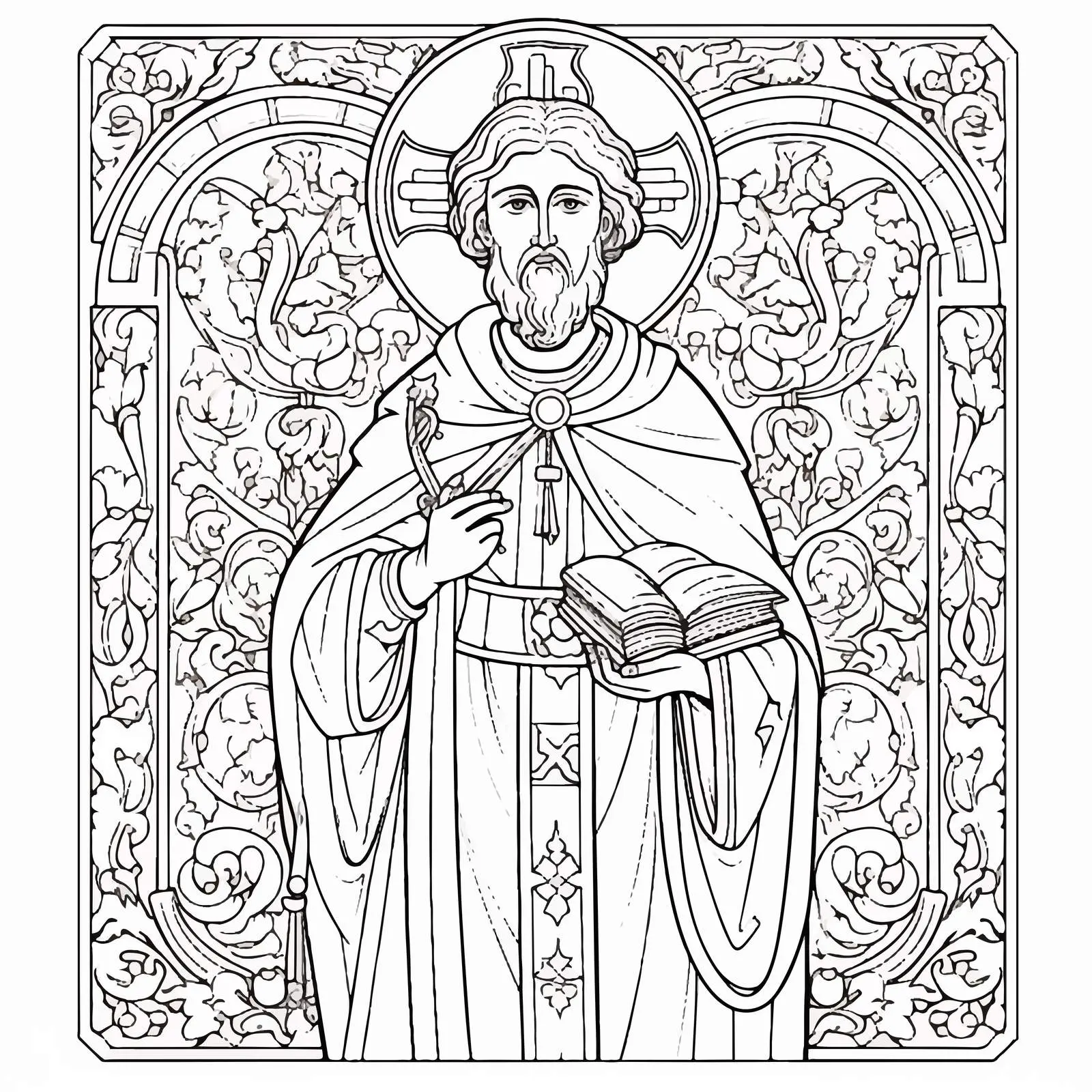 James the Just Coloring Page - Byzantine Art — free download from Dotvec