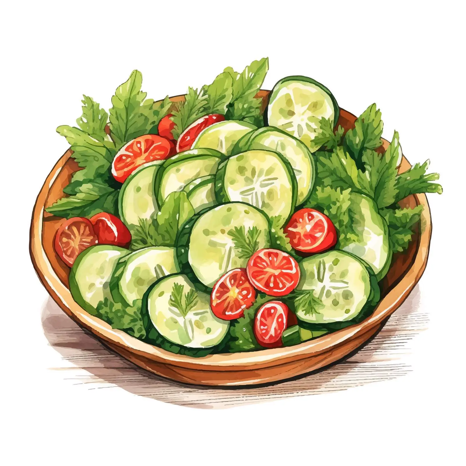Fresh Vegetable Salad with Cucumbers and Lettuce — free download from Dotvec