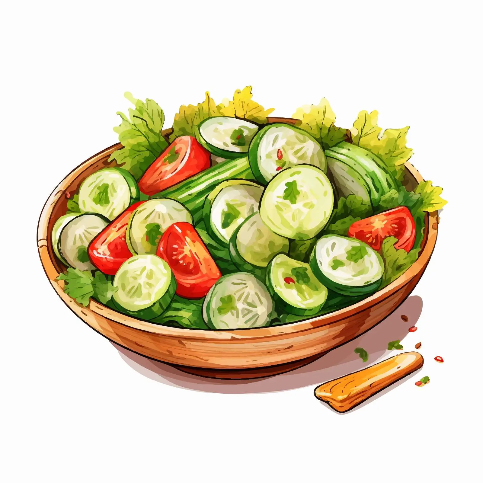 Fresh Vegetable Salad with Cucumbers and Lettuce – free creative food image from Dotvec