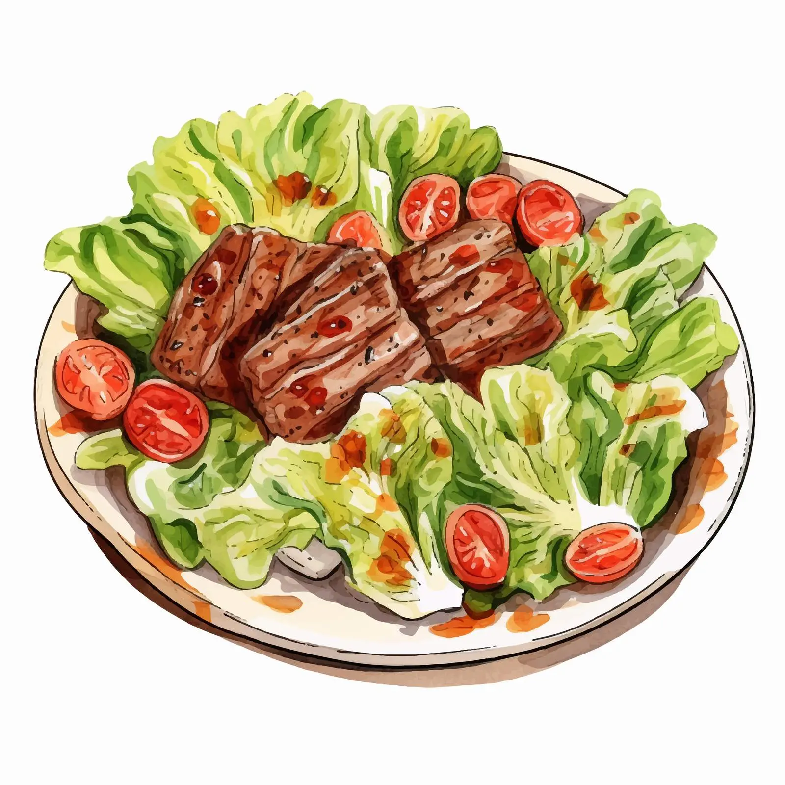 Delicious Salad with Meat and Tomatoes — free download from Dotvec