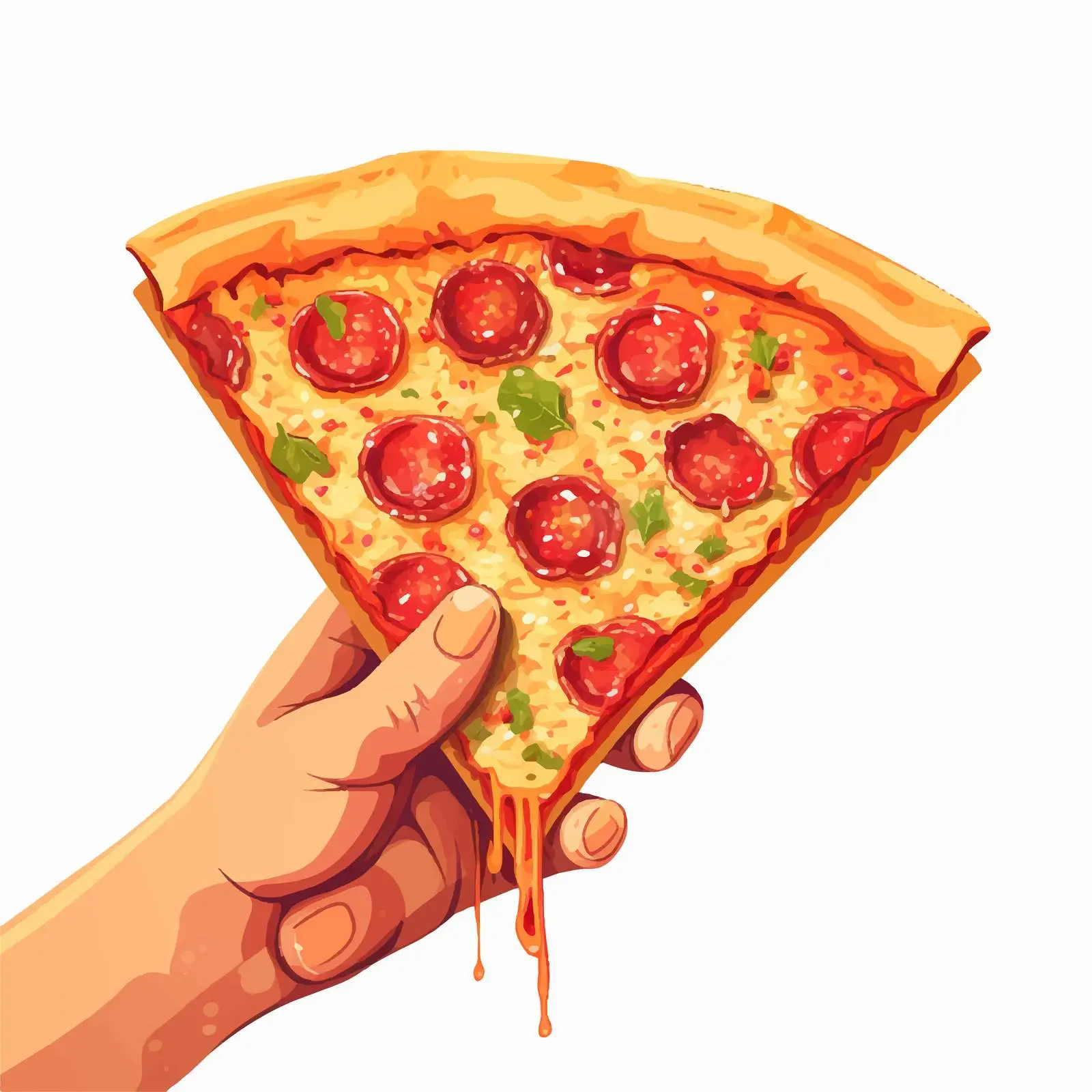 Hand Holding Slice of Salami Pizza — free download from Dotvec