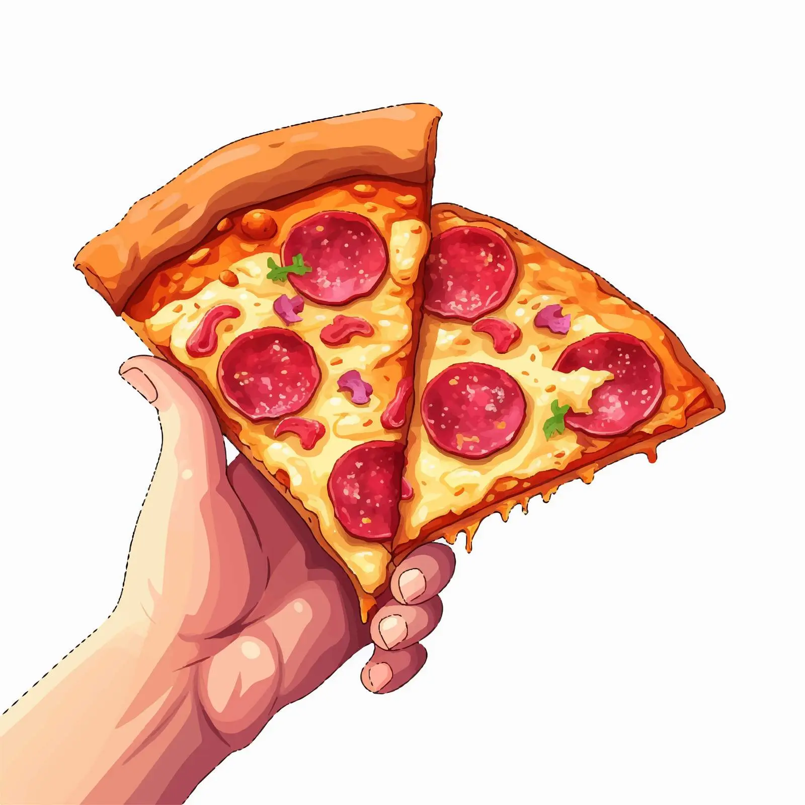Hand Holding Salami Pizza Slice — free download from Dotvec