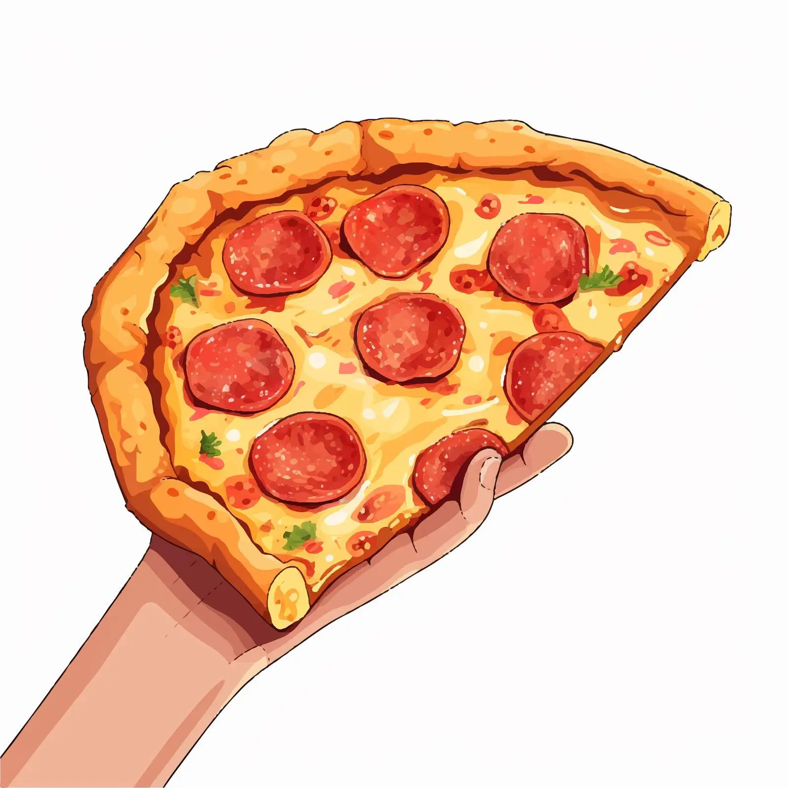 Hand Holding Salami Pizza Slice — free download from Dotvec