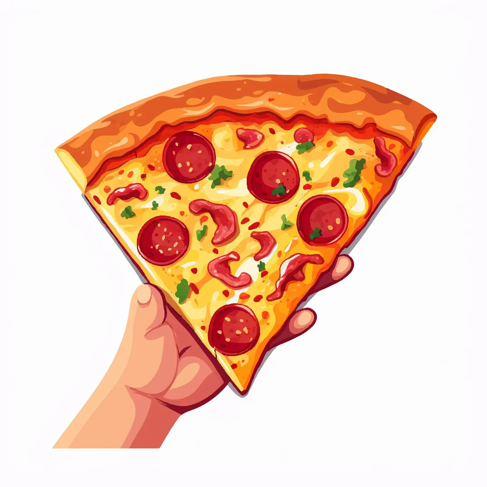 Hand Holding Slice of Salami Pizza — free download from Dotvec