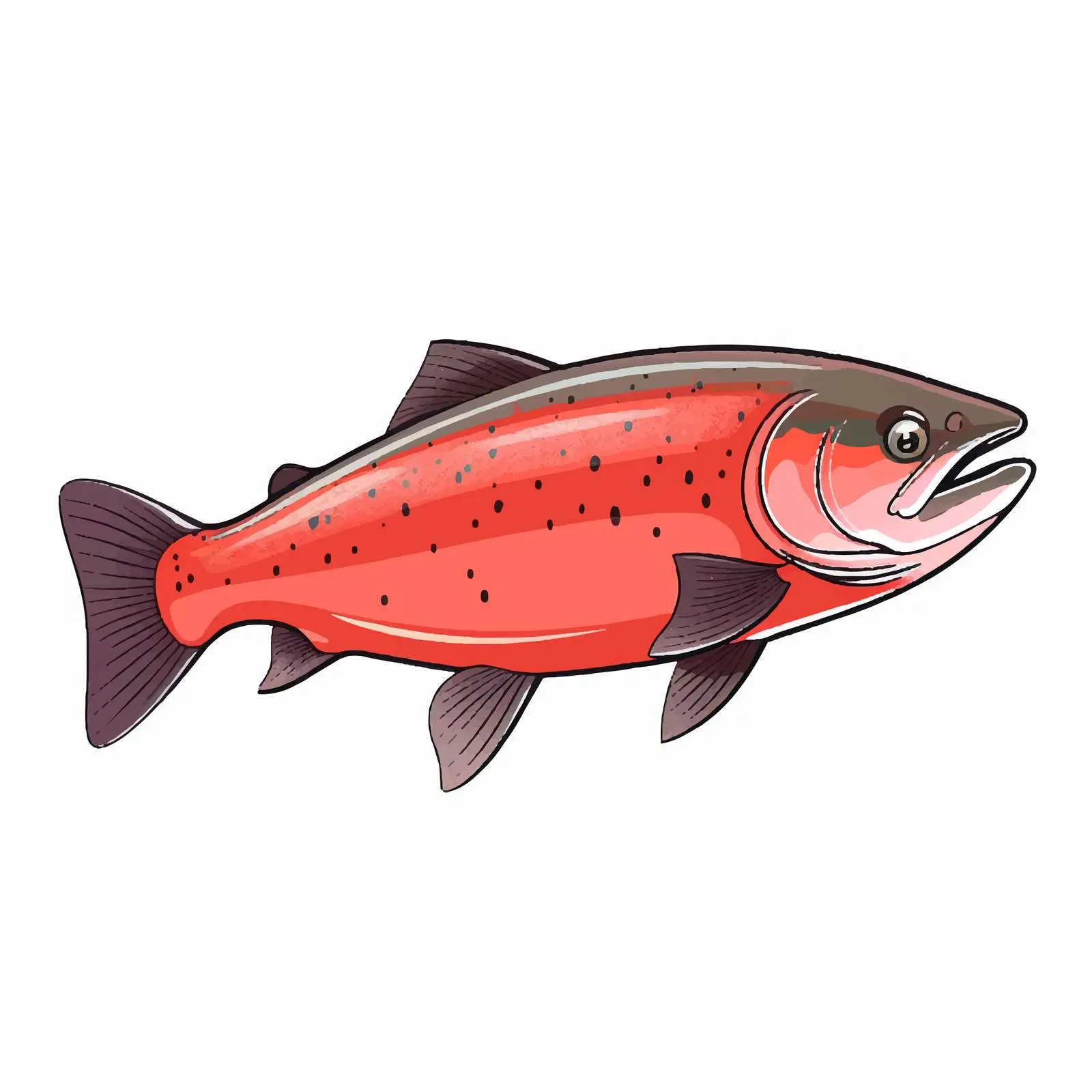 Line Art Salmon Fish Vector Illustration — free download from Dotvec