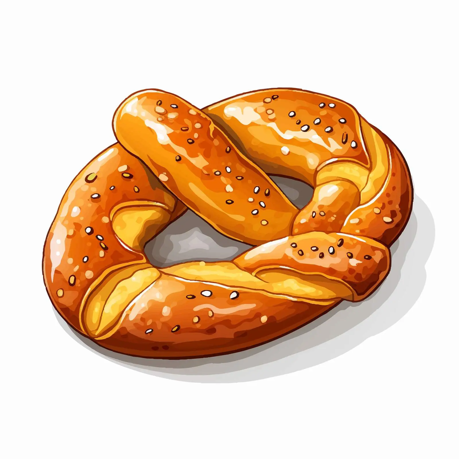 Cartoon Salted Pretzel Bread Vector Illustration — free download from Dotvec