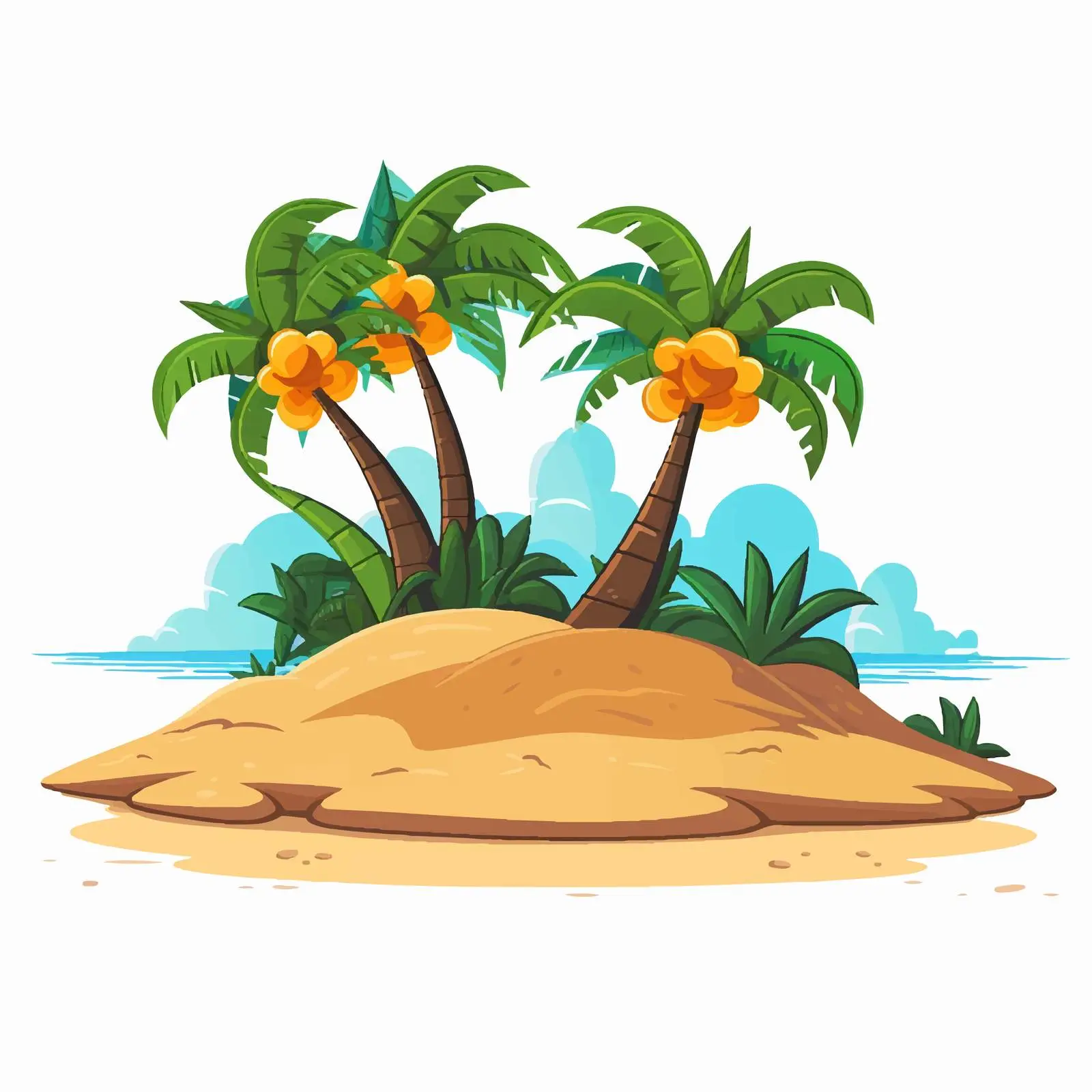 Tropical Island with Palm Trees Vectors — free download from Dotvec