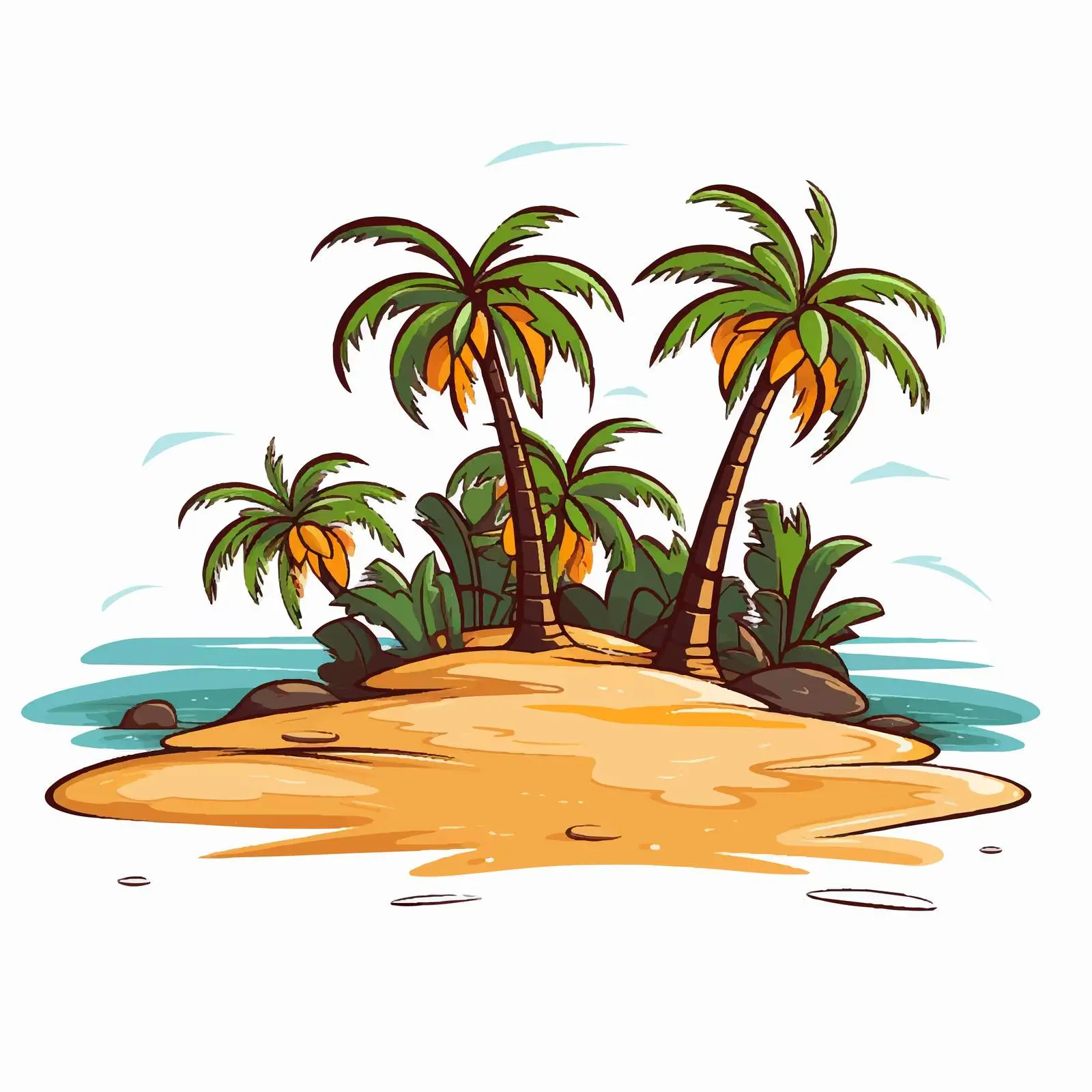 Tropical Deserted Island with Palm Trees – free holiday imagery image from Dotvec