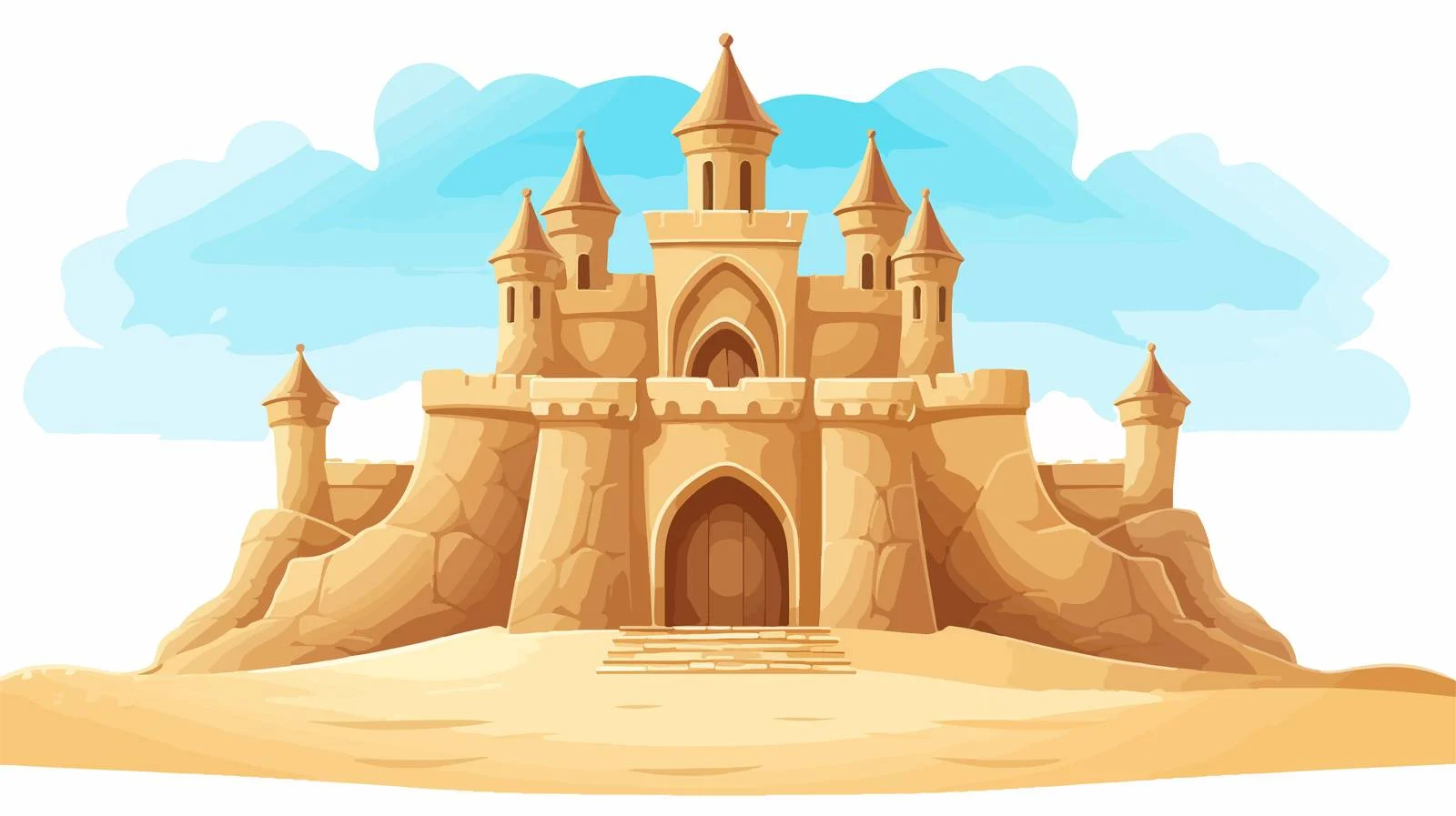 Sand Castle Flat Design Style Image — free download from Dotvec