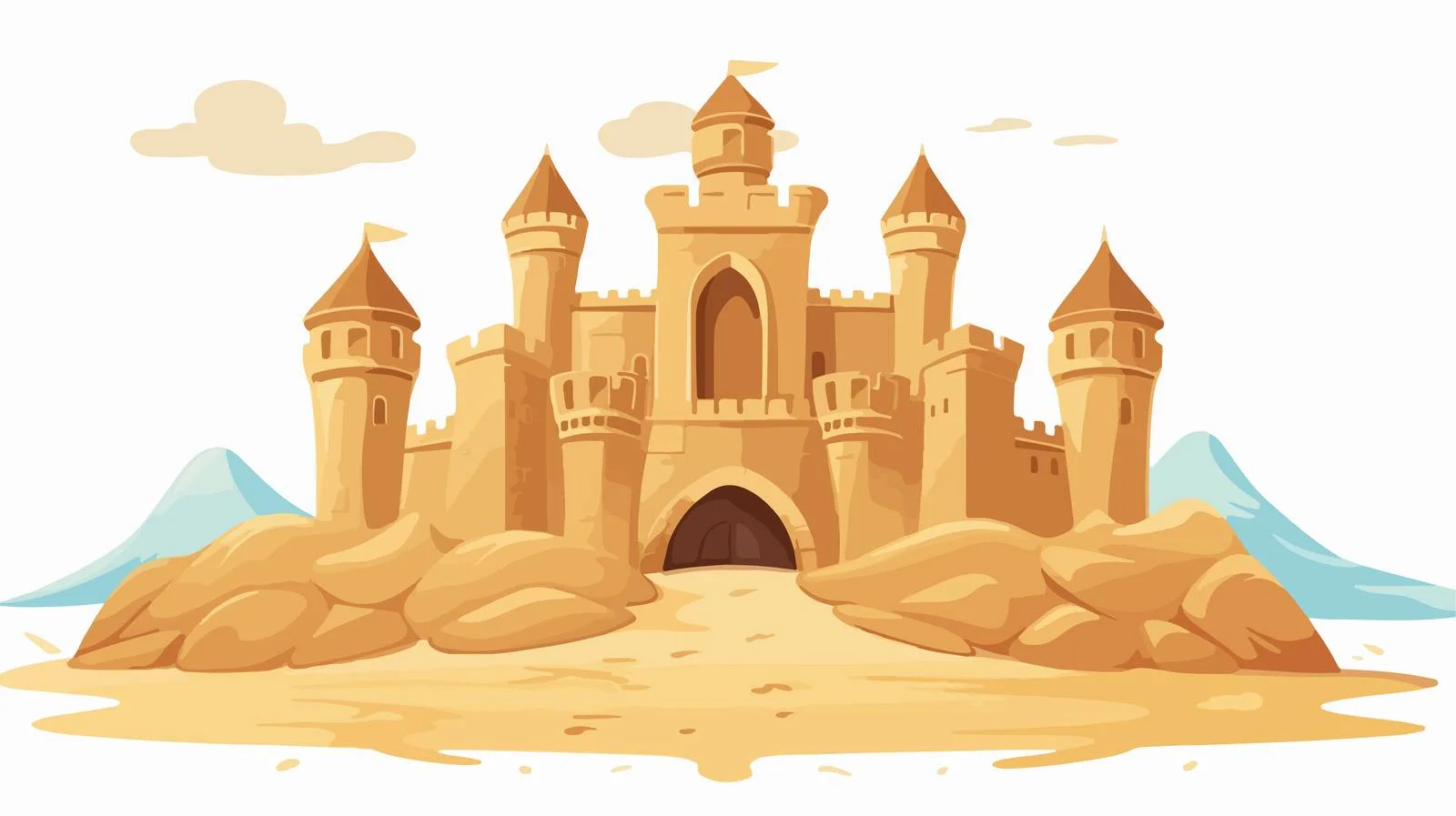 Sandcastle Flat Design Quality Illustration — free download from Dotvec
