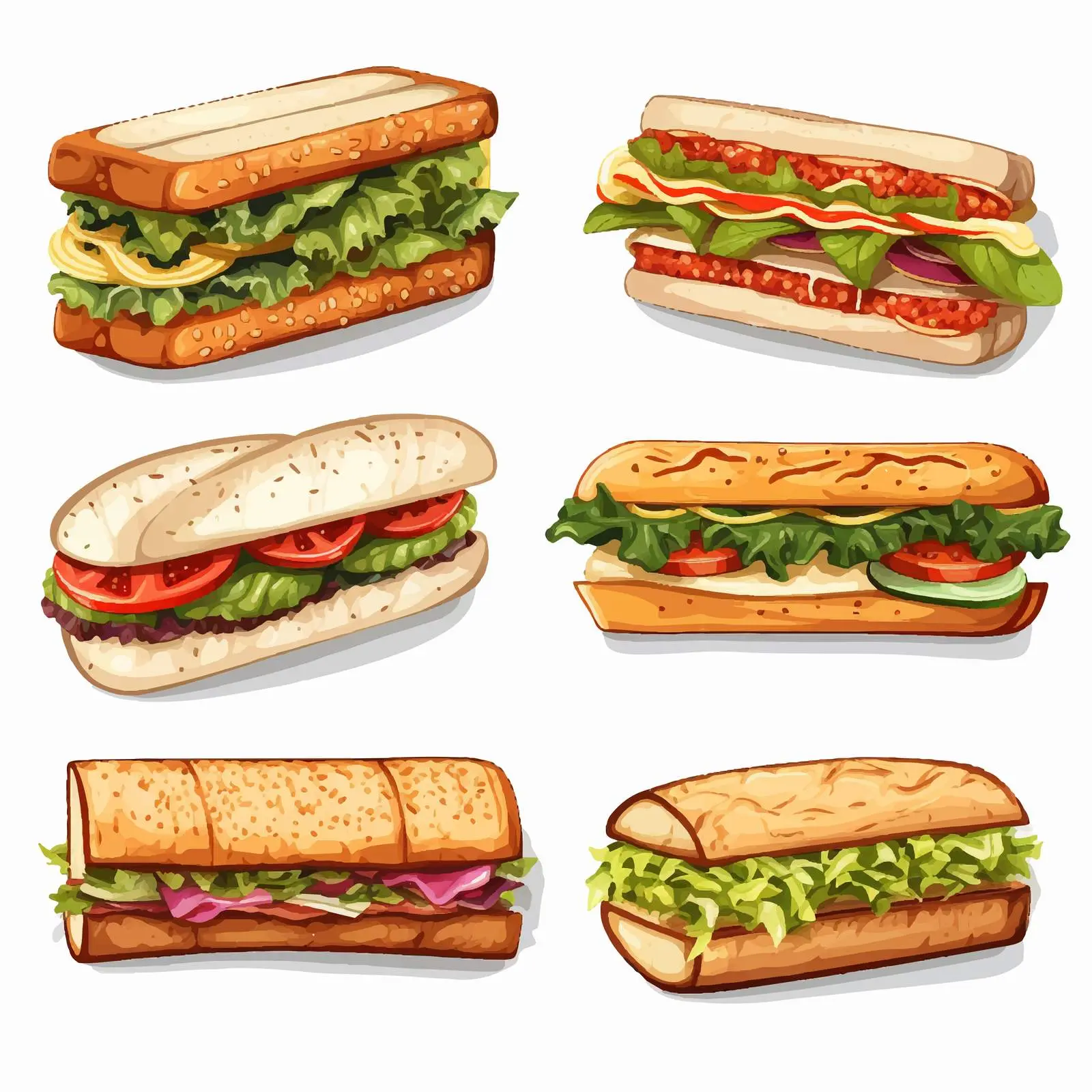 Isolated Sandwich Vector Illustration on White Background – free fast casual image from Dotvec
