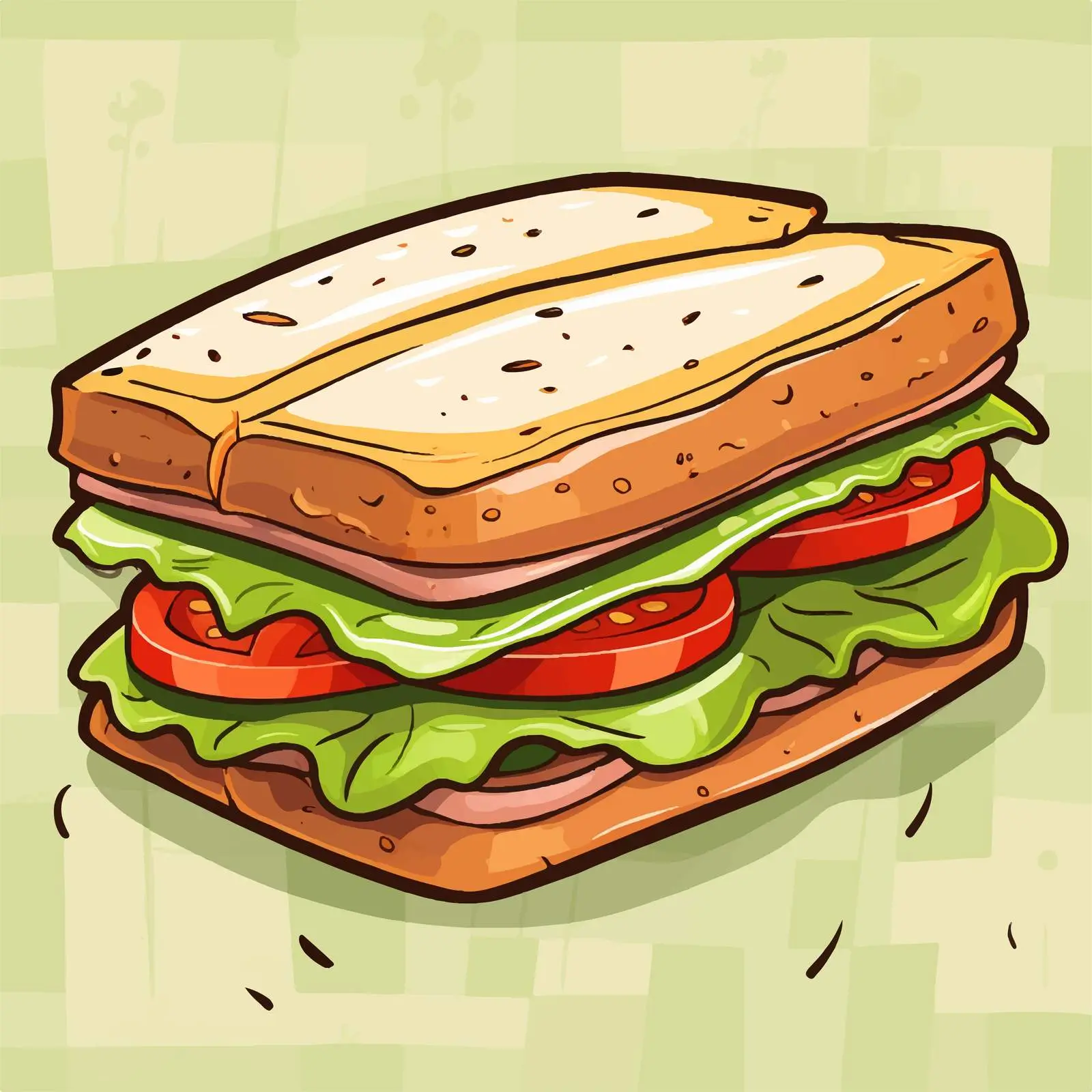 Cartoon Sandwich on Grid Background Illustration – free cartoon sandwich image from Dotvec