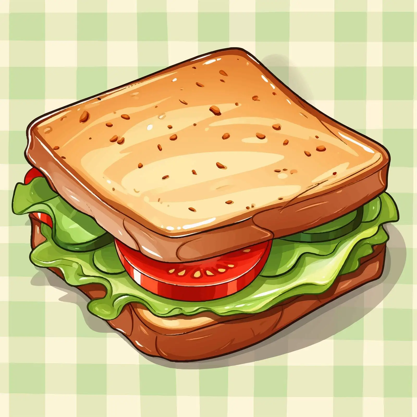 Cartoon Sandwich on Grid Background Illustration — free download from Dotvec