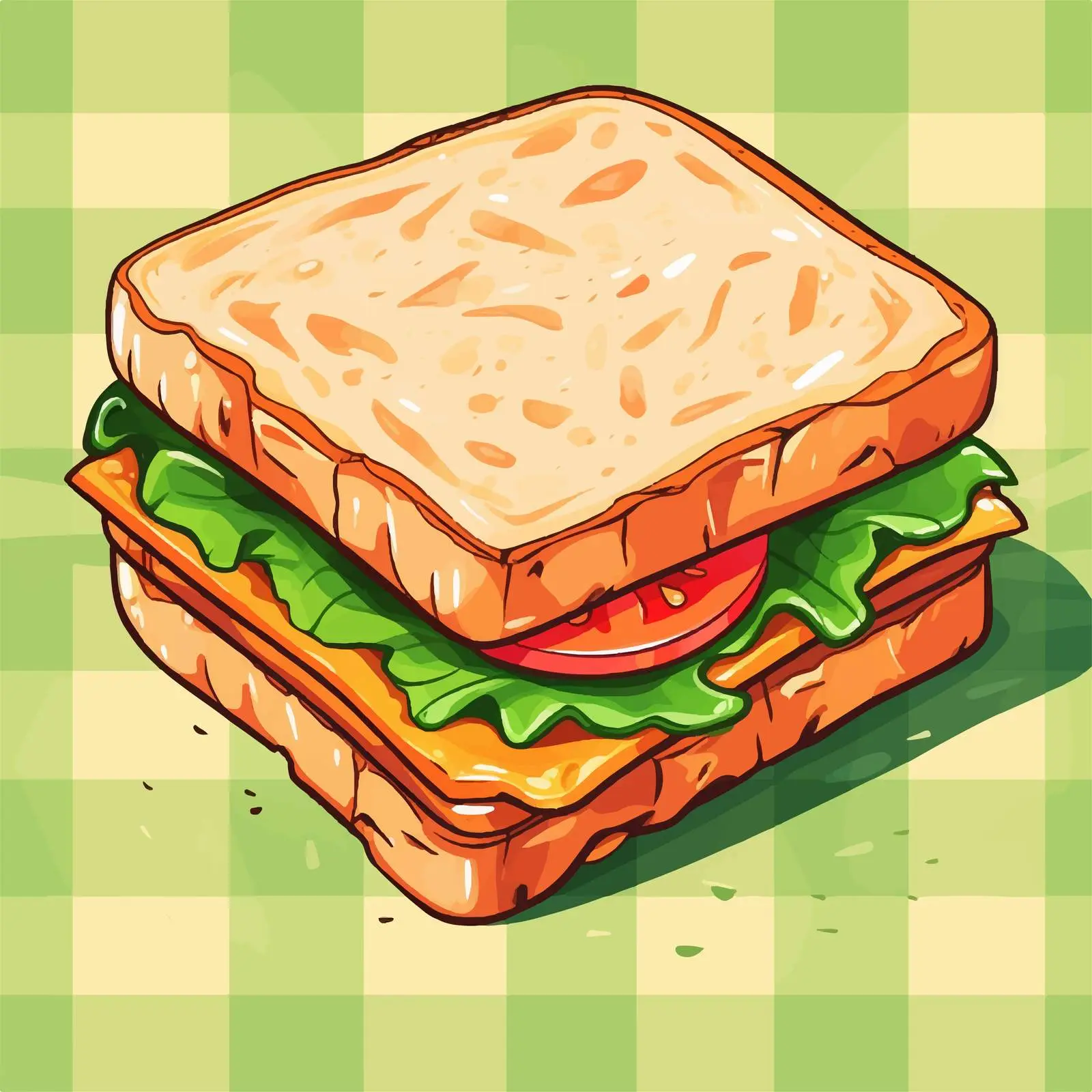 Cartoon Sandwich on Grid Background Illustration – free grid image from Dotvec