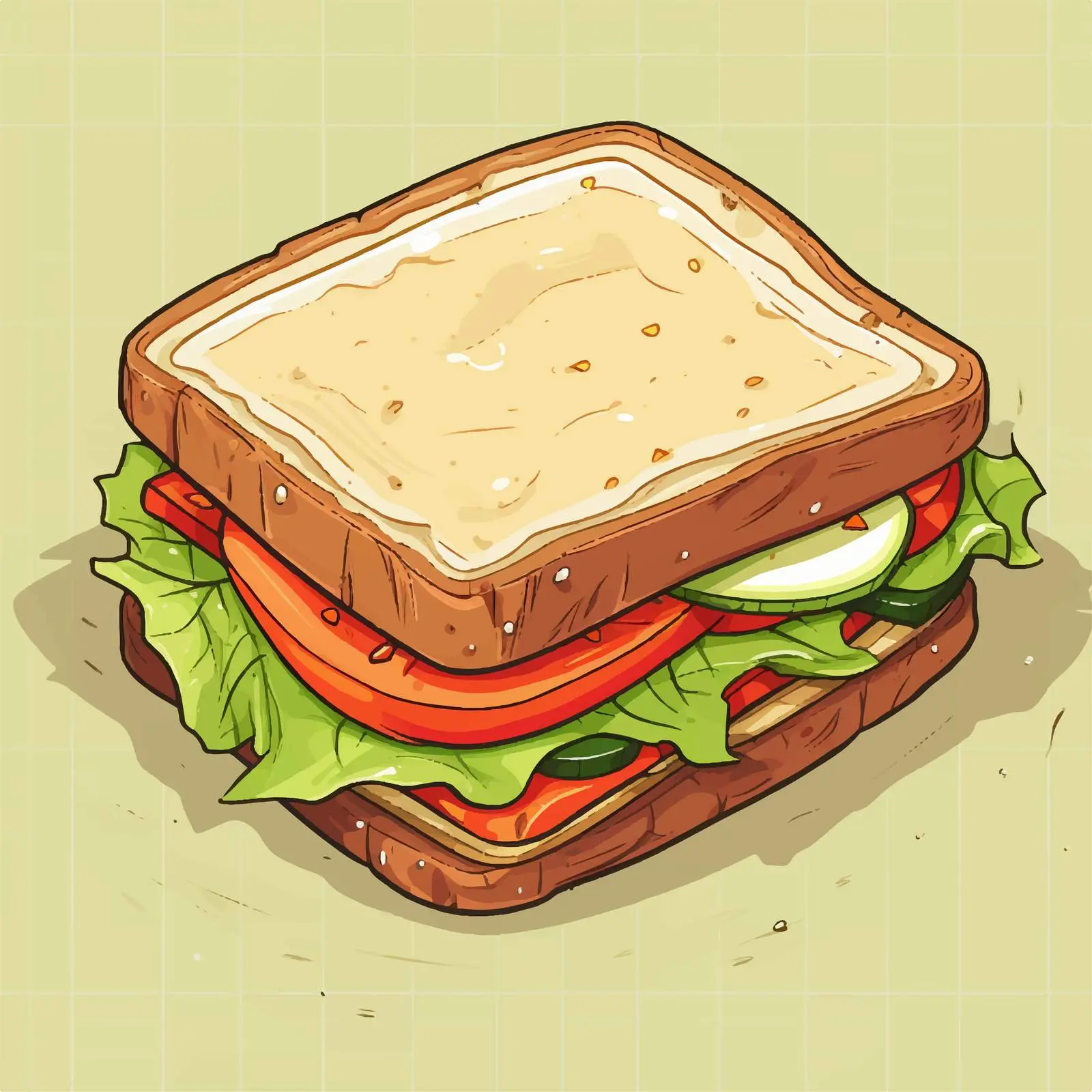 Cartoon Sandwich on Grid Background Vector Illustration – free grid image from Dotvec