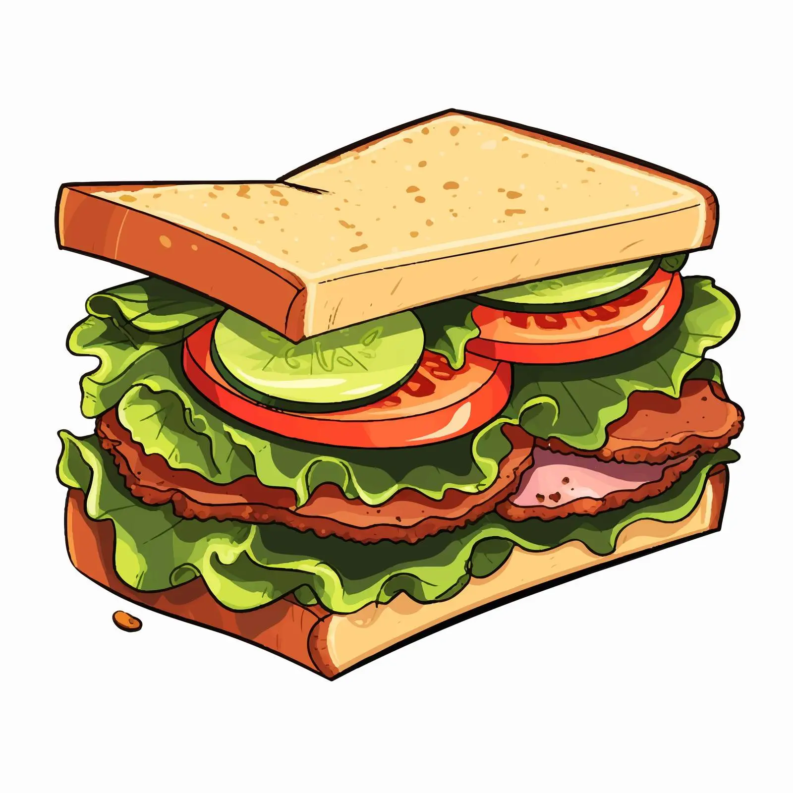 Colorful Sandwich with Lettuce, Ham, and Tomato — free download from Dotvec