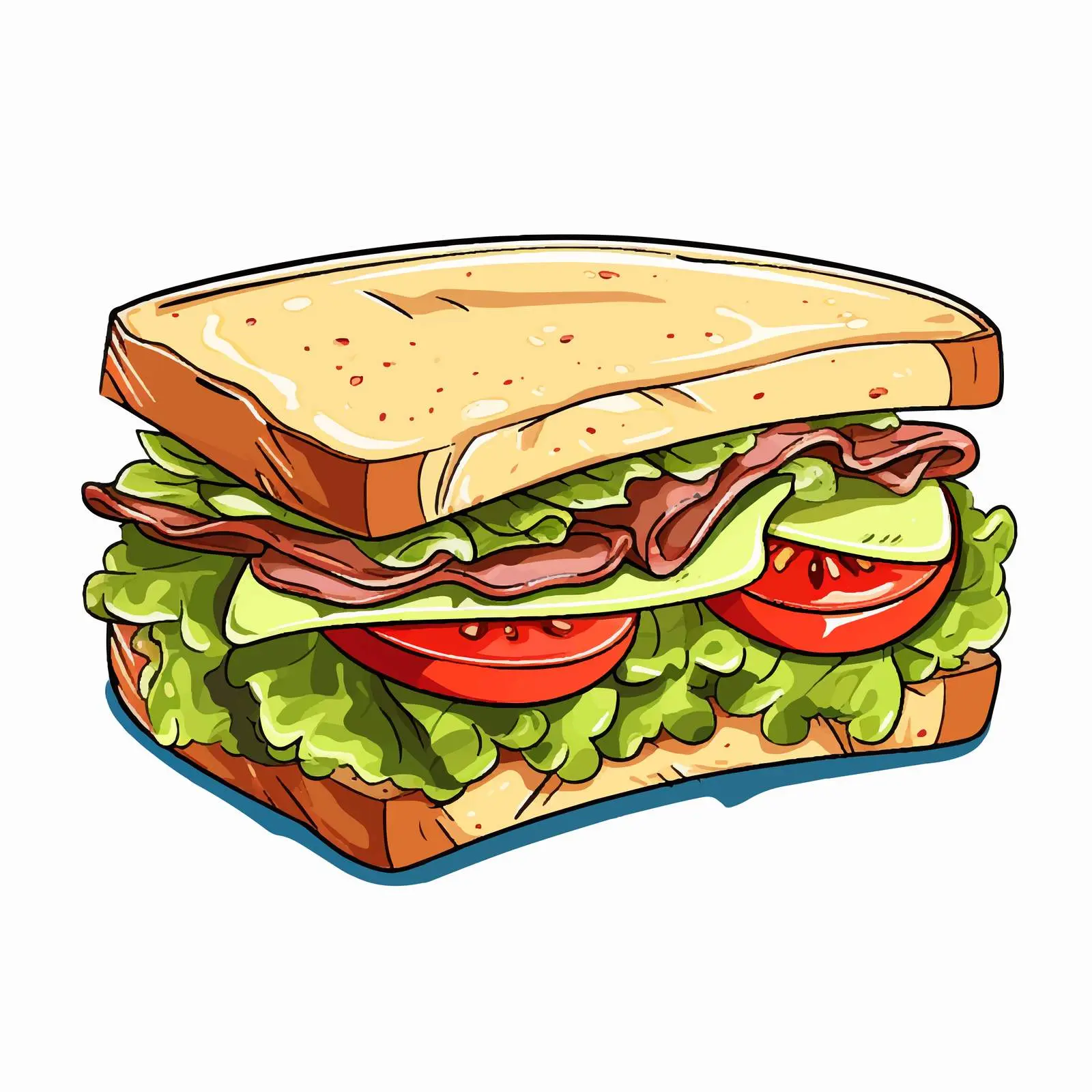 Colorful Sandwich with Lettuce, Ham, and Tomato — free download from Dotvec