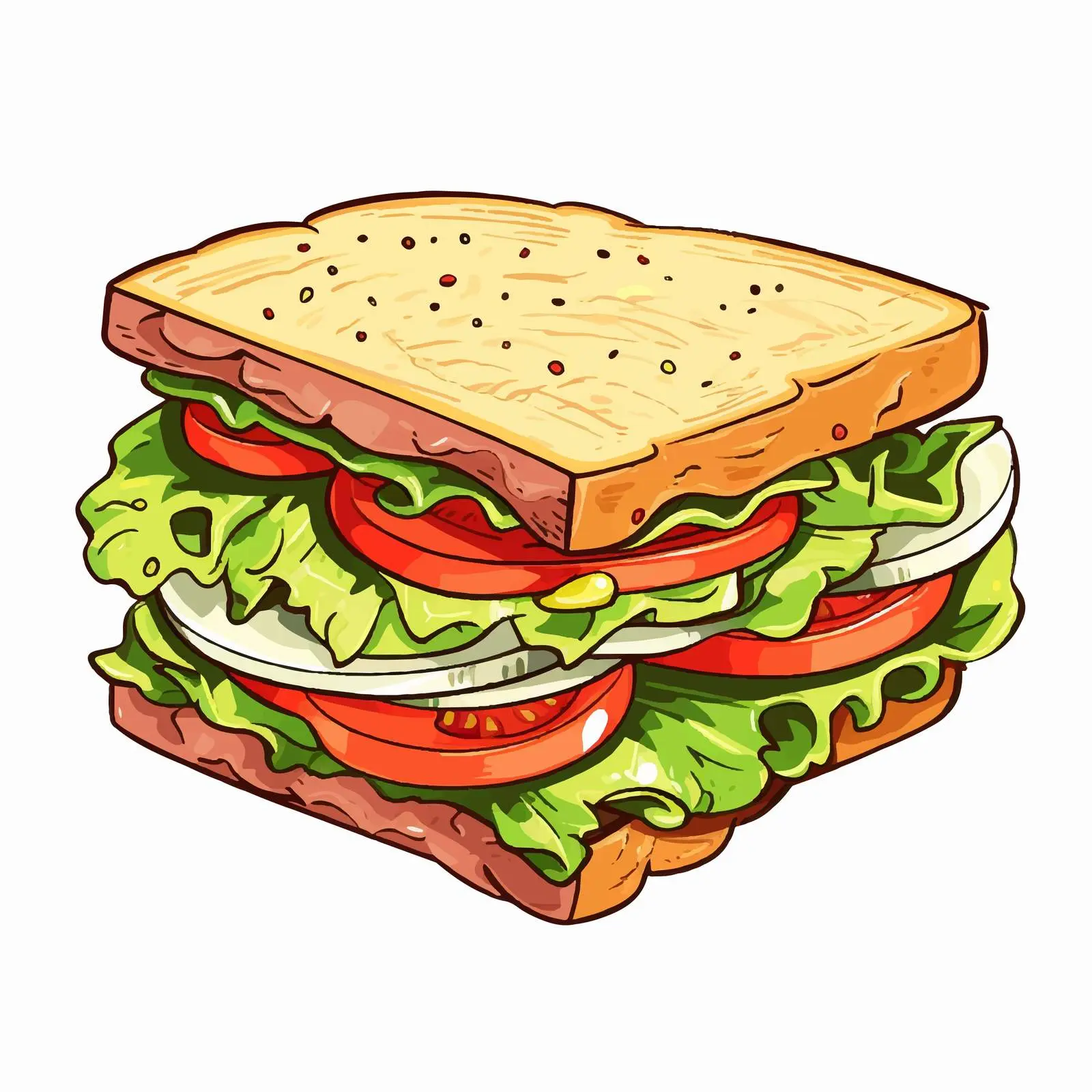 Colorful Sandwich with Lettuce, Ham, and Tomato — free download from Dotvec