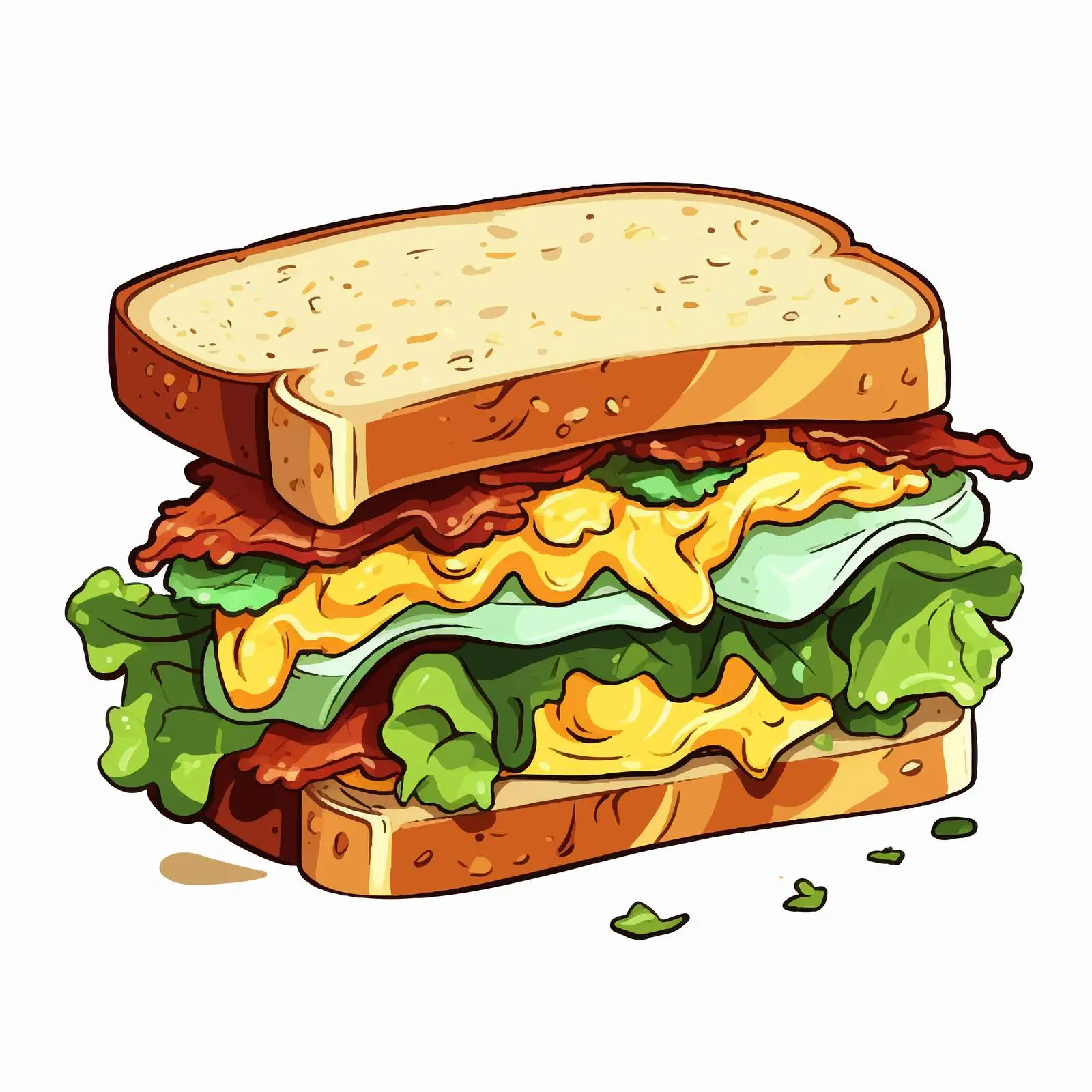 Scrambled Egg Bacon Lettuce Sandwich Vector Art — free download from Dotvec