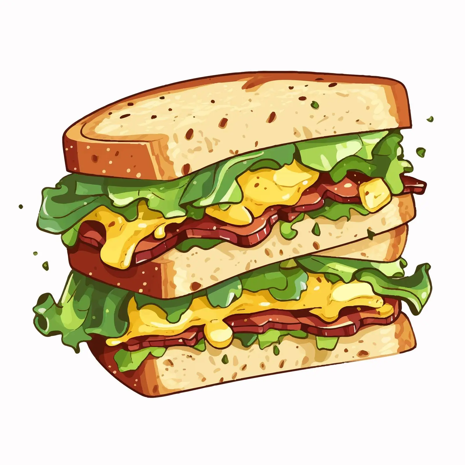 Scrambled Eggs Bacon Lettuce Sandwich Vector Art — free download from Dotvec