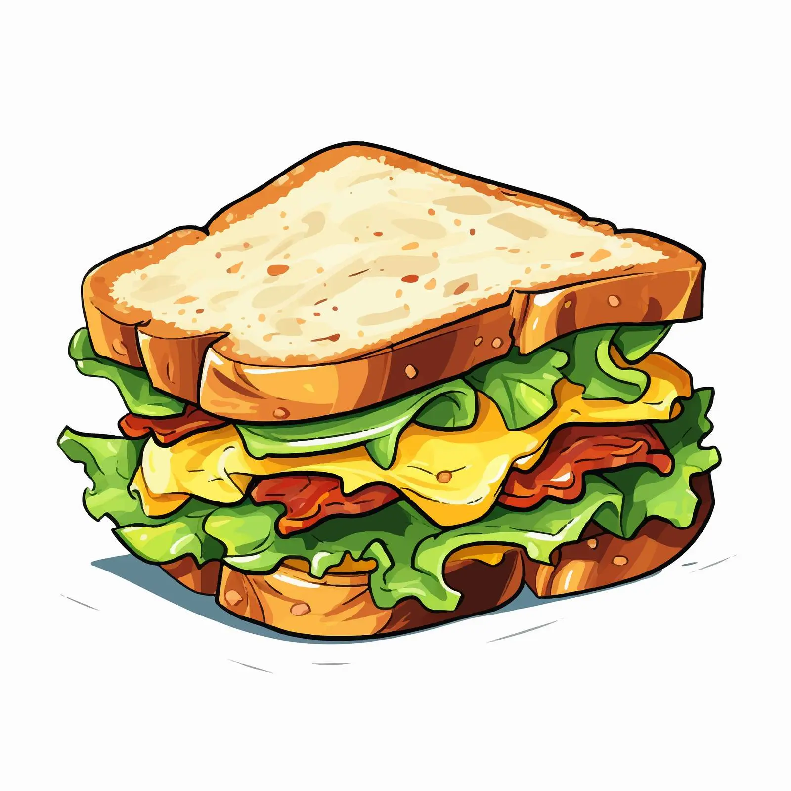 Scrambled Eggs Bacon Lettuce Sandwich Vector – free breakfast sandwich image from Dotvec
