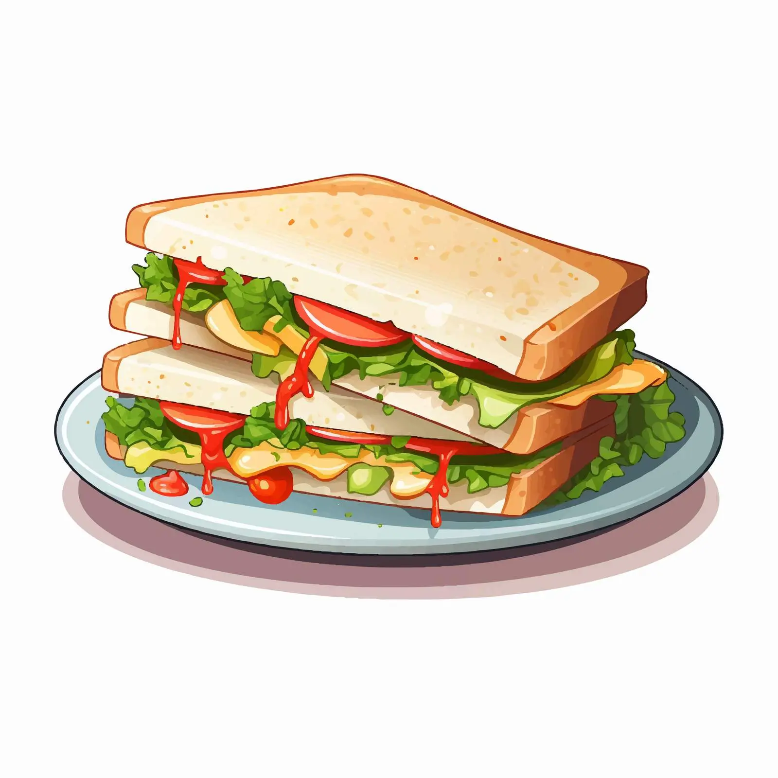 Cartoon Sandwiches on Plate Illustration Vector — free download from Dotvec