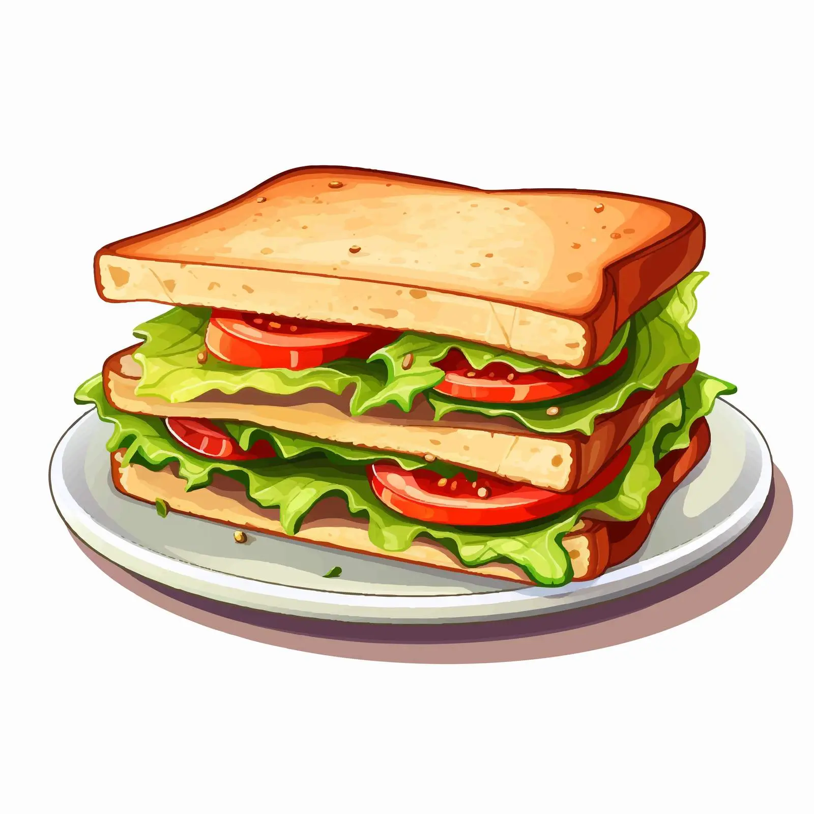 Colorful Cartoon Sandwiches on a Plate Illustration — free download from Dotvec