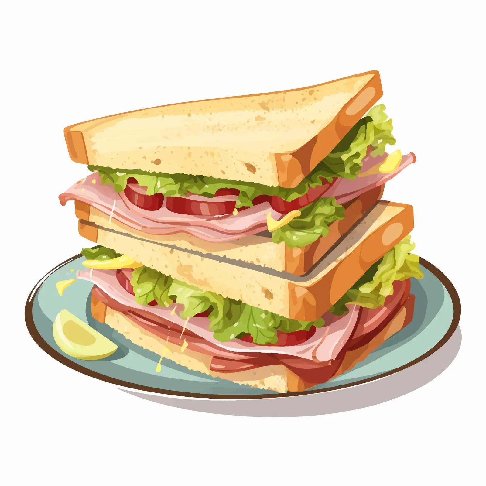 Colorful Cartoon Sandwiches on a Plate Illustration — free download from Dotvec