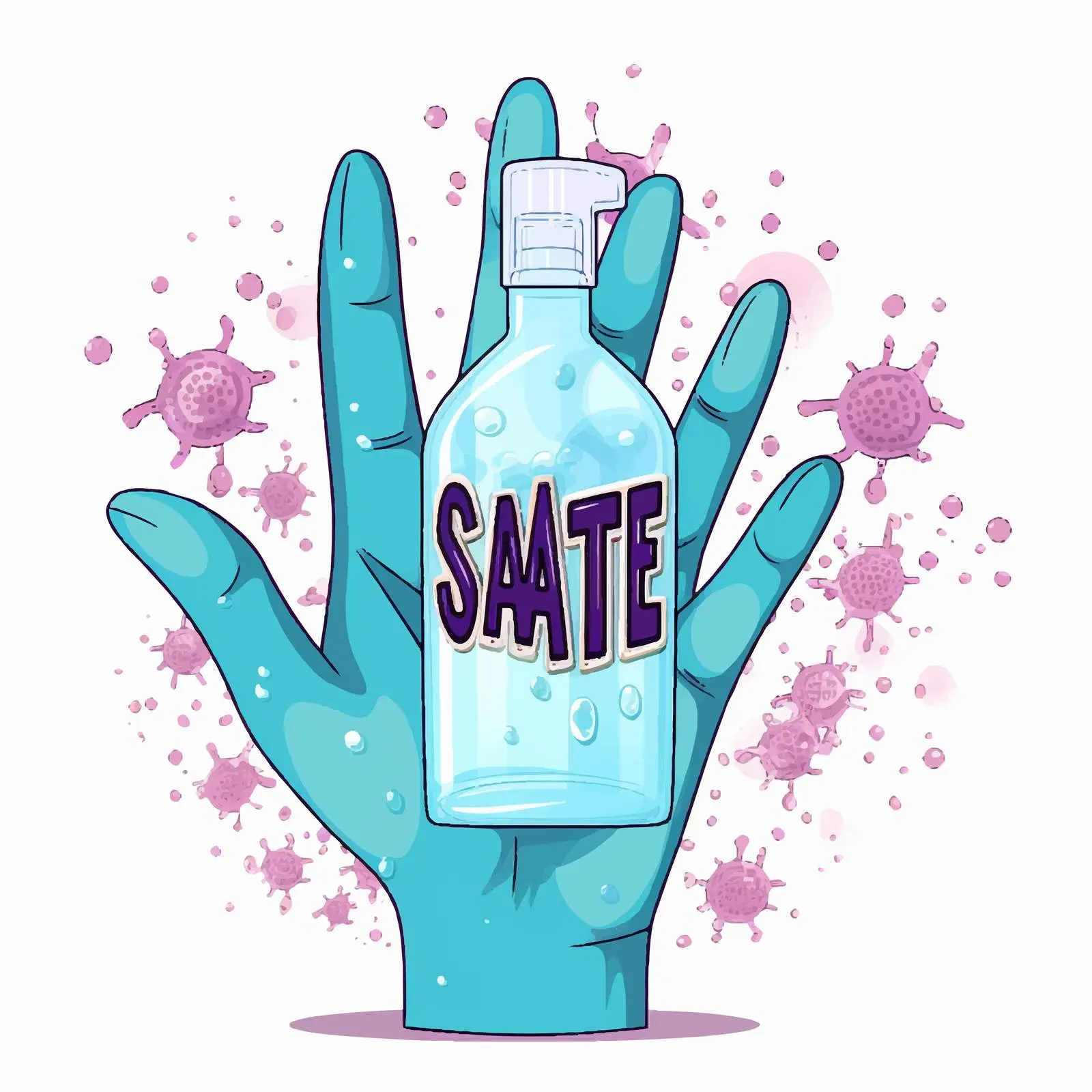 Cartoon Style Hands Using Alcohol Gel — free download from Dotvec