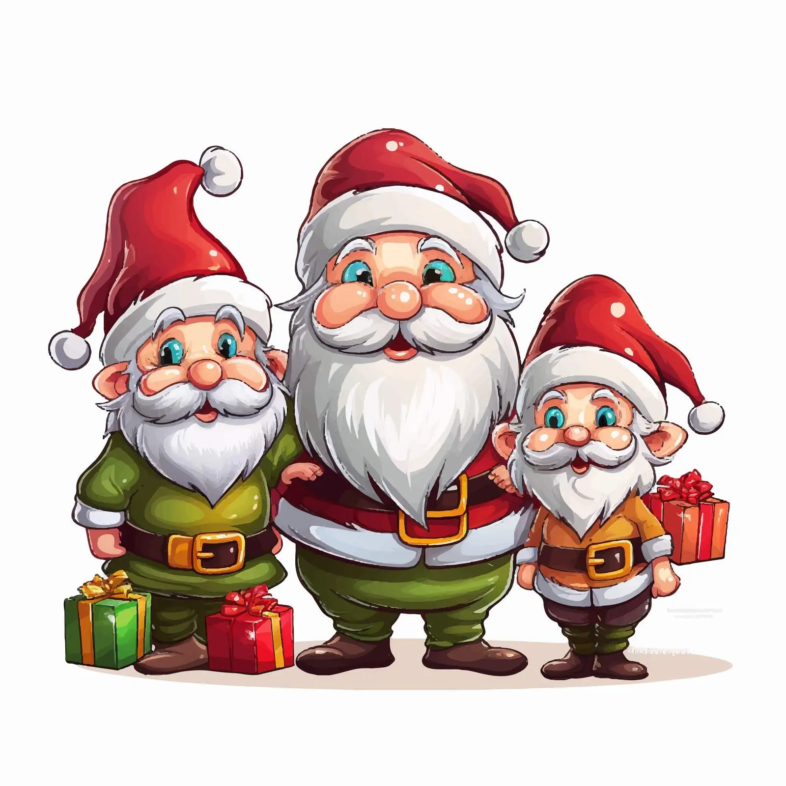 Santa and Elves Christmas Vector Illustration — free download from Dotvec