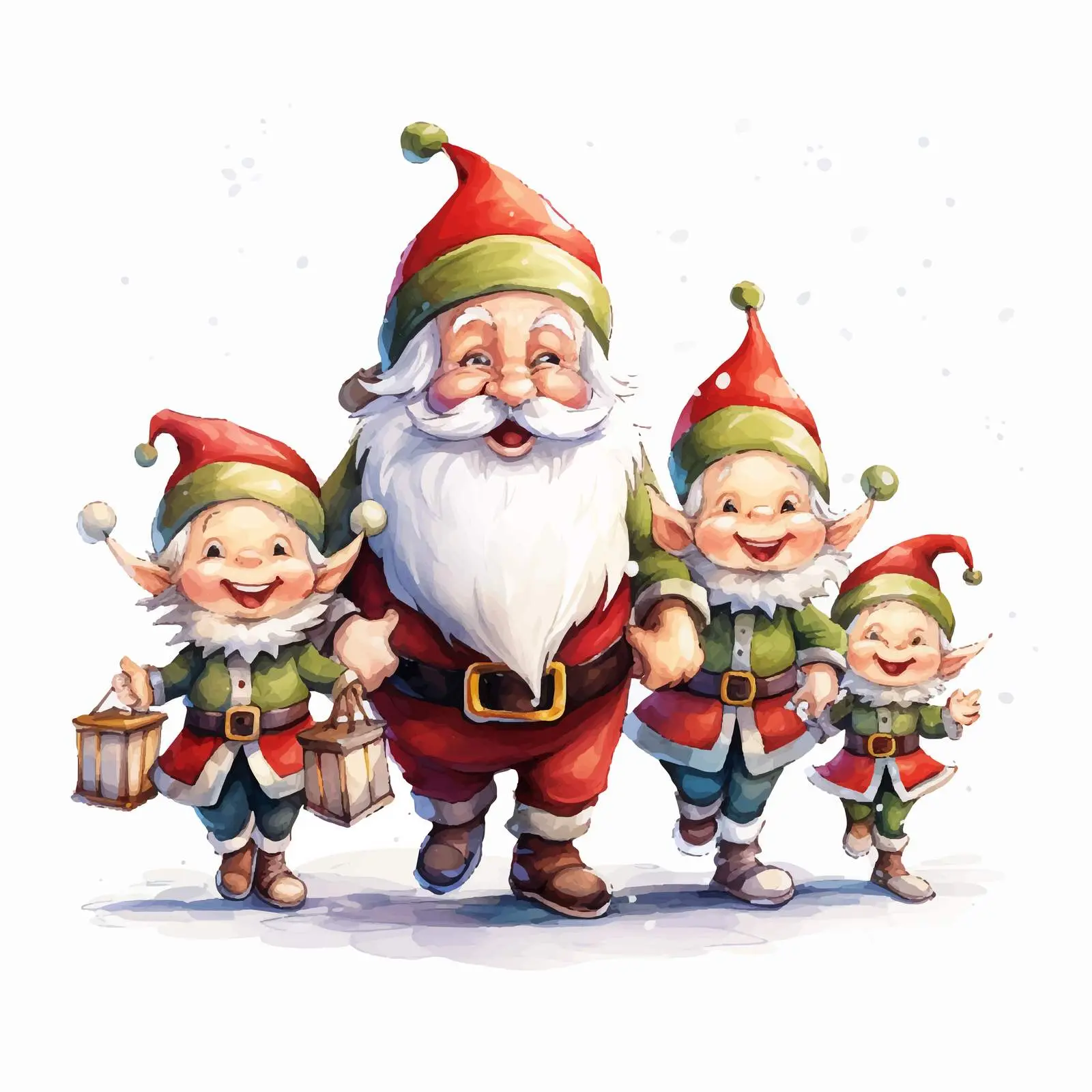 Santa and Elves Christmas Illustration Vector — free download from Dotvec