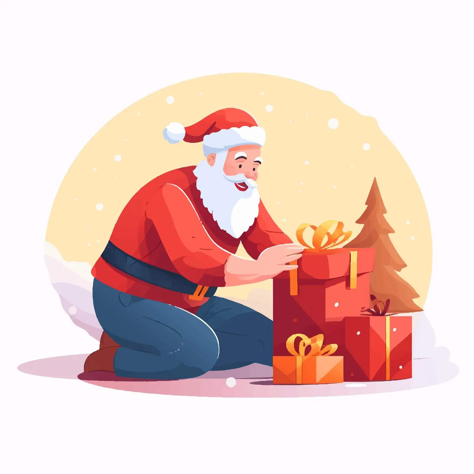Santa Claus Preparing Christmas Gift Boxes — free download from Dotvec