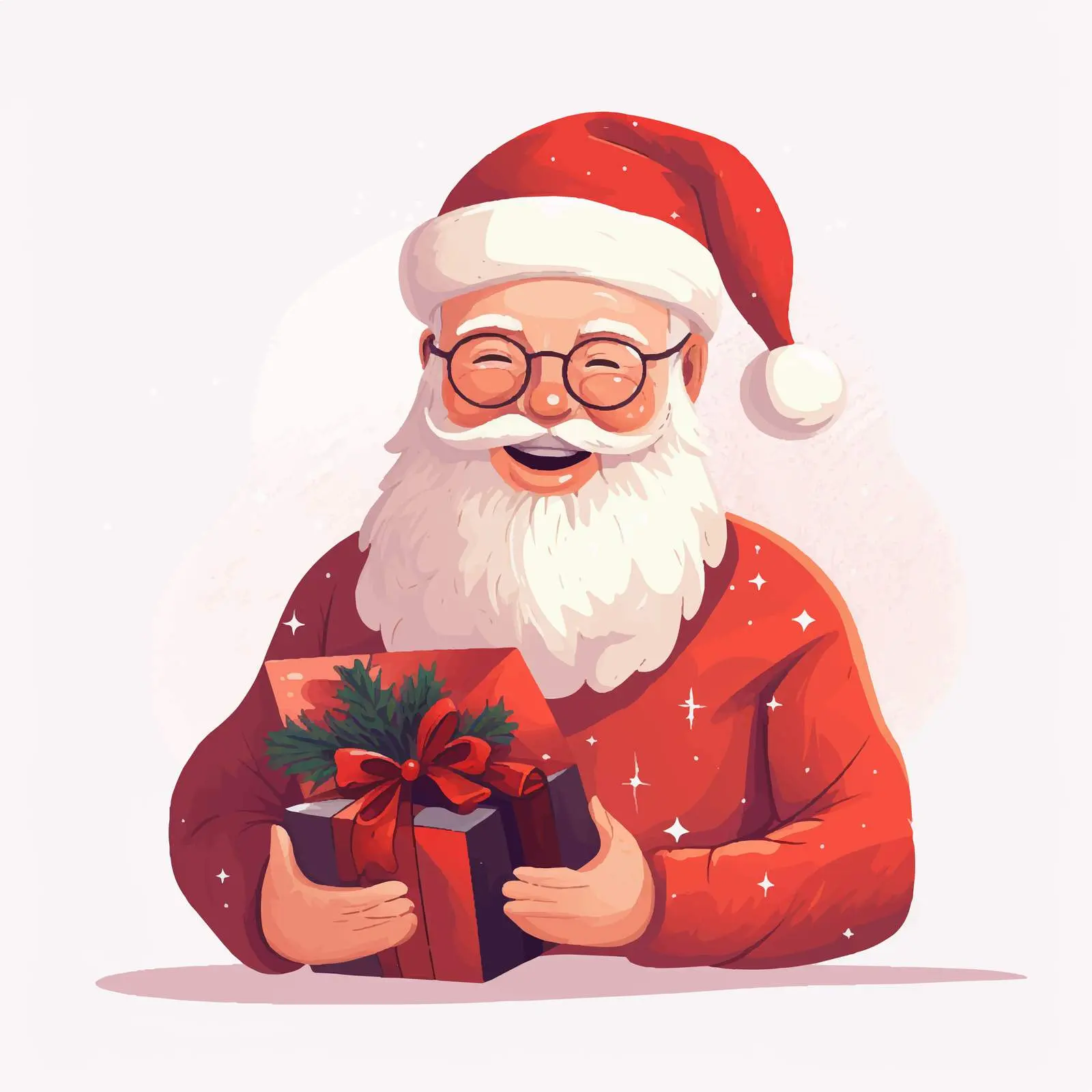 Santa Claus with Gift Box Vector Illustration — free download from Dotvec