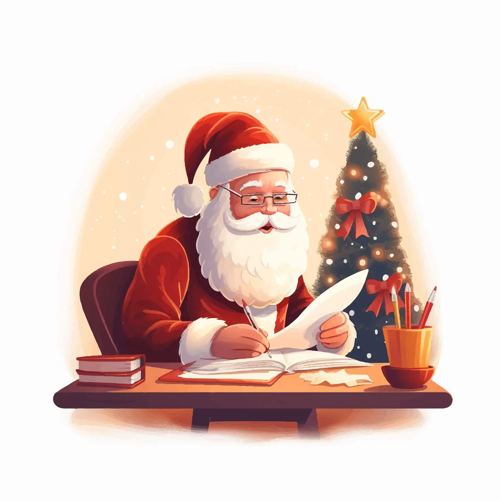 Santa Claus Writing Christmas Letters at Table — free download from Dotvec