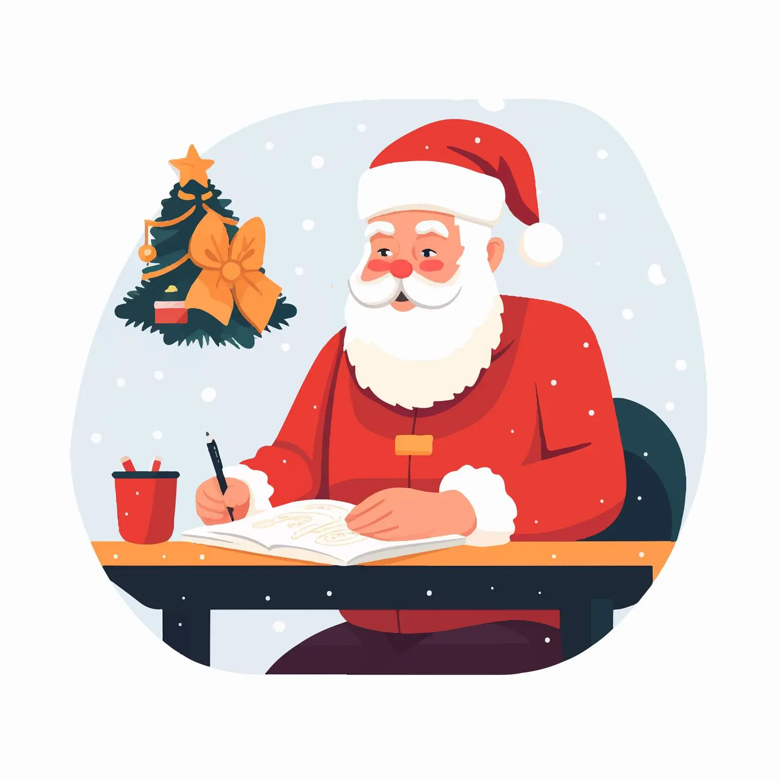 Santa Claus Writing Christmas Letters at Table — free download from Dotvec